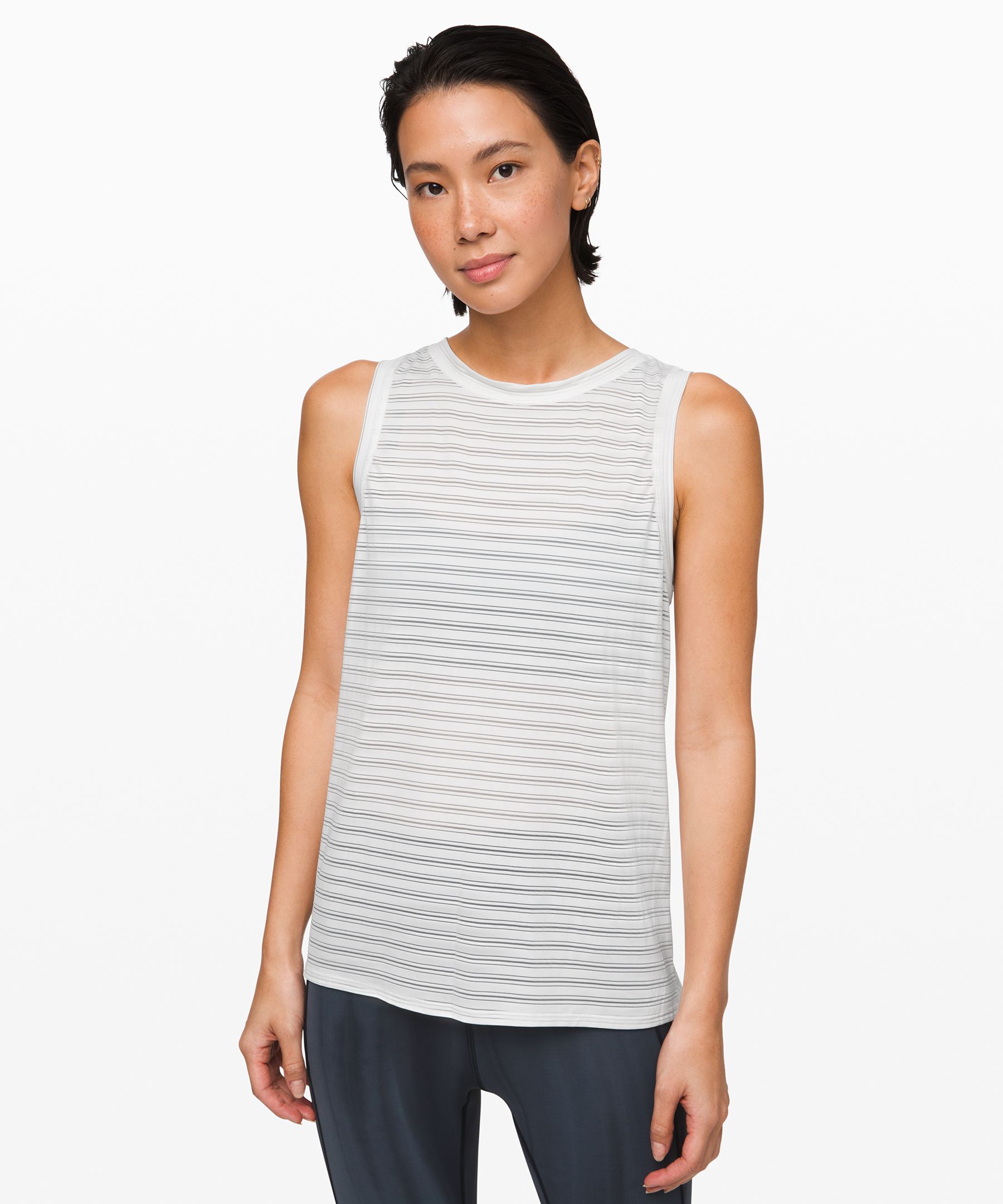 Lululemon Meet Halfway Tank *striped In White