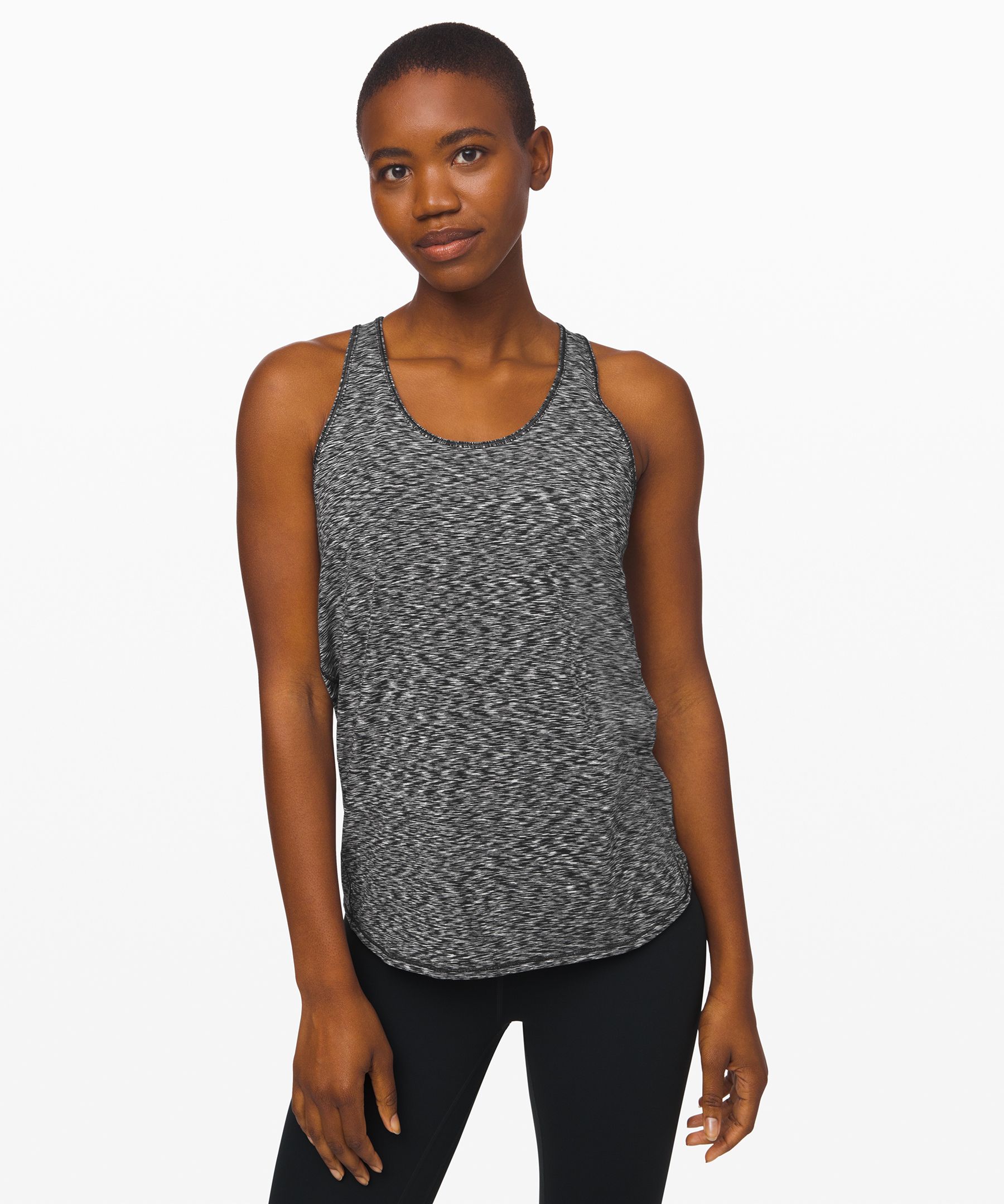 Lululemon Essential Tank *pleated In Spaced Out Space Dye Black White