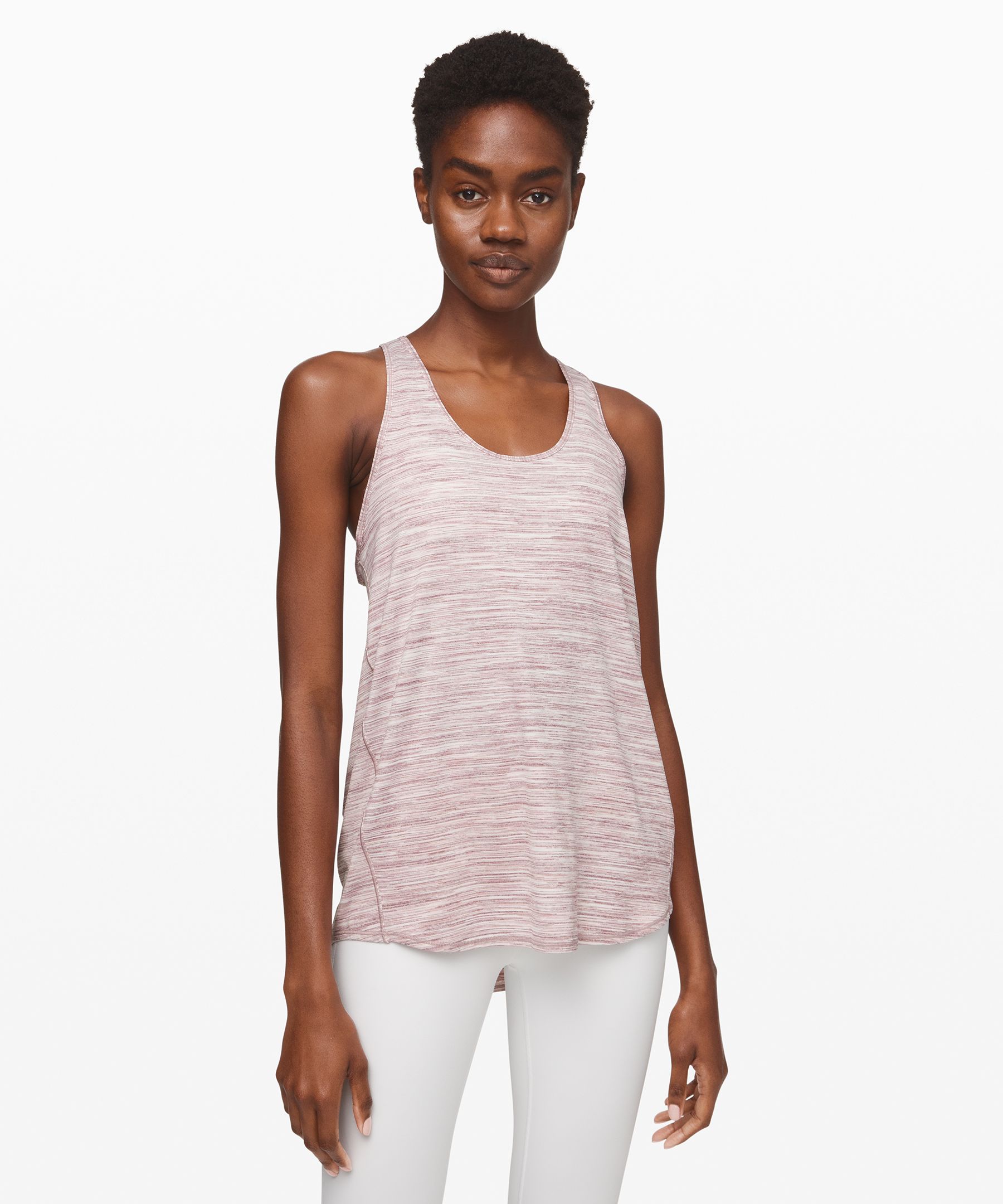 Lululemon Essential Tank Pleated *seriously Light Luon In Space Dye Camo Misty Mauve Neutral Blush
