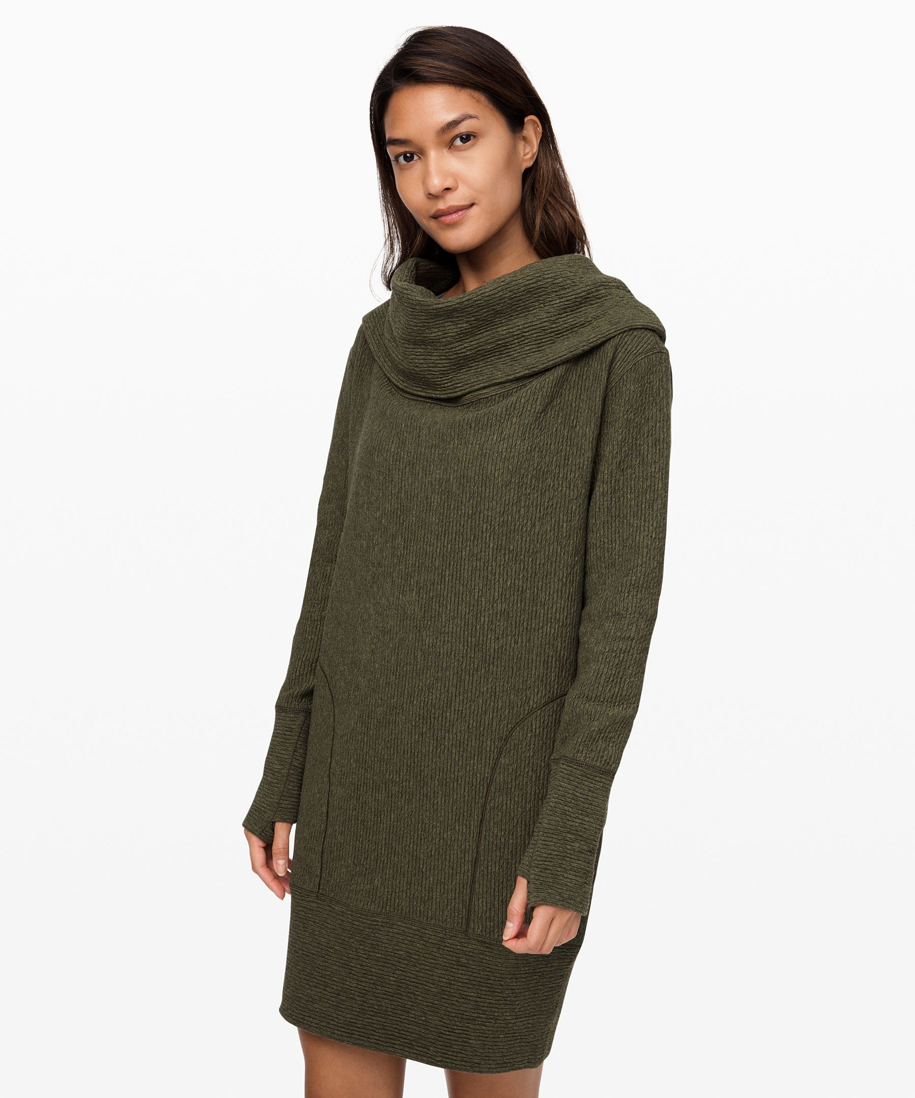 Lululemon Along The Way Dress In Heathered Dark Olive