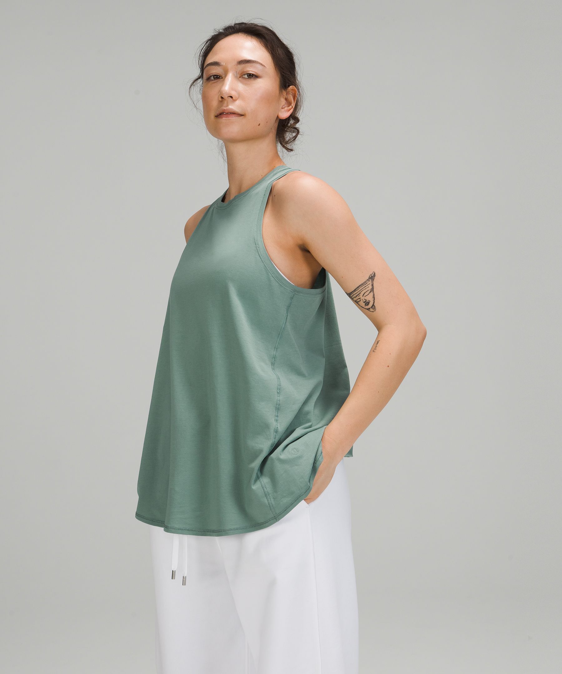 Lululemon All Tied Up Tank Top *pima Cotton In Green