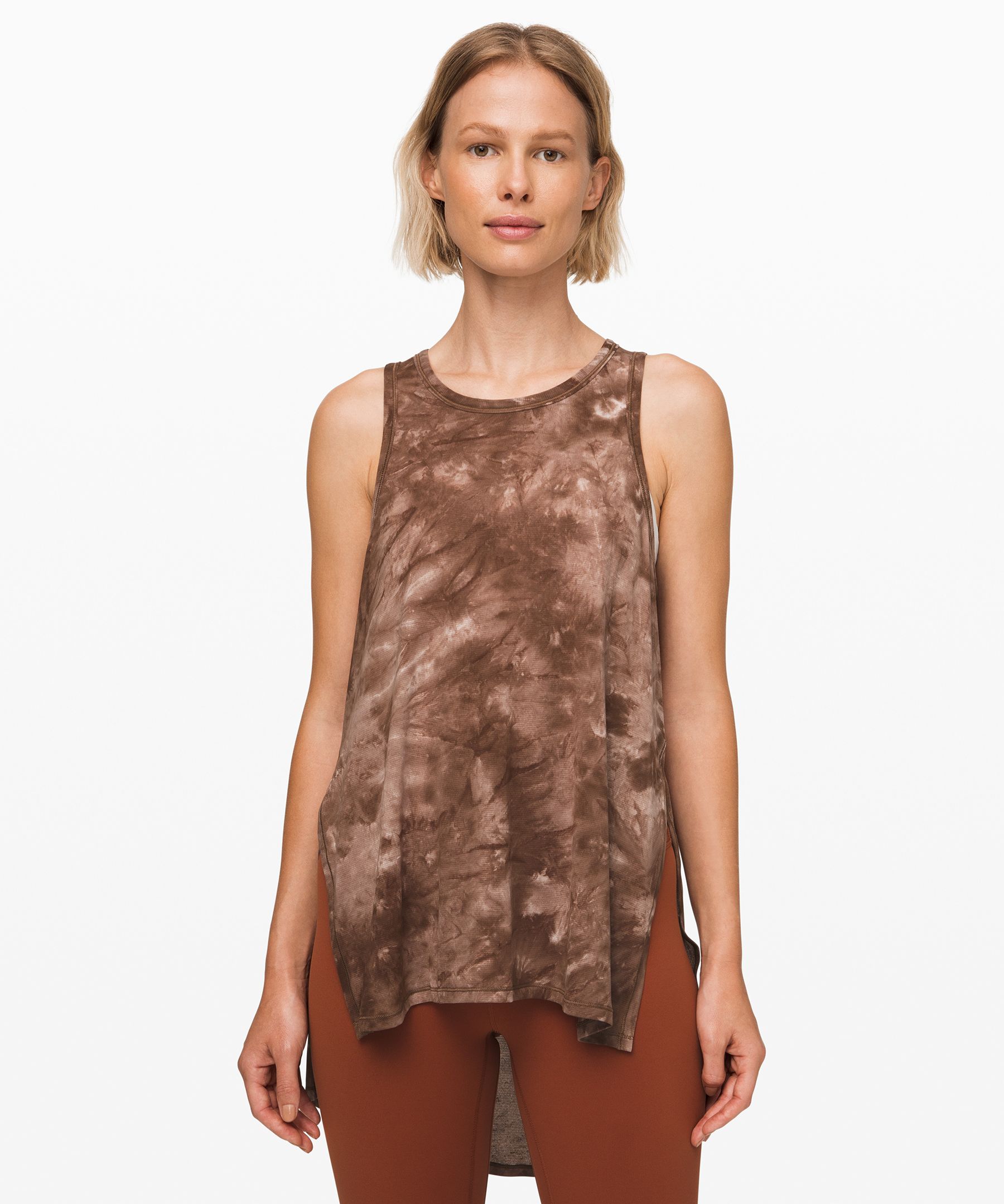 Lululemon Long For Length Tank In Diamond Dye Pink Bliss Spanish Oak