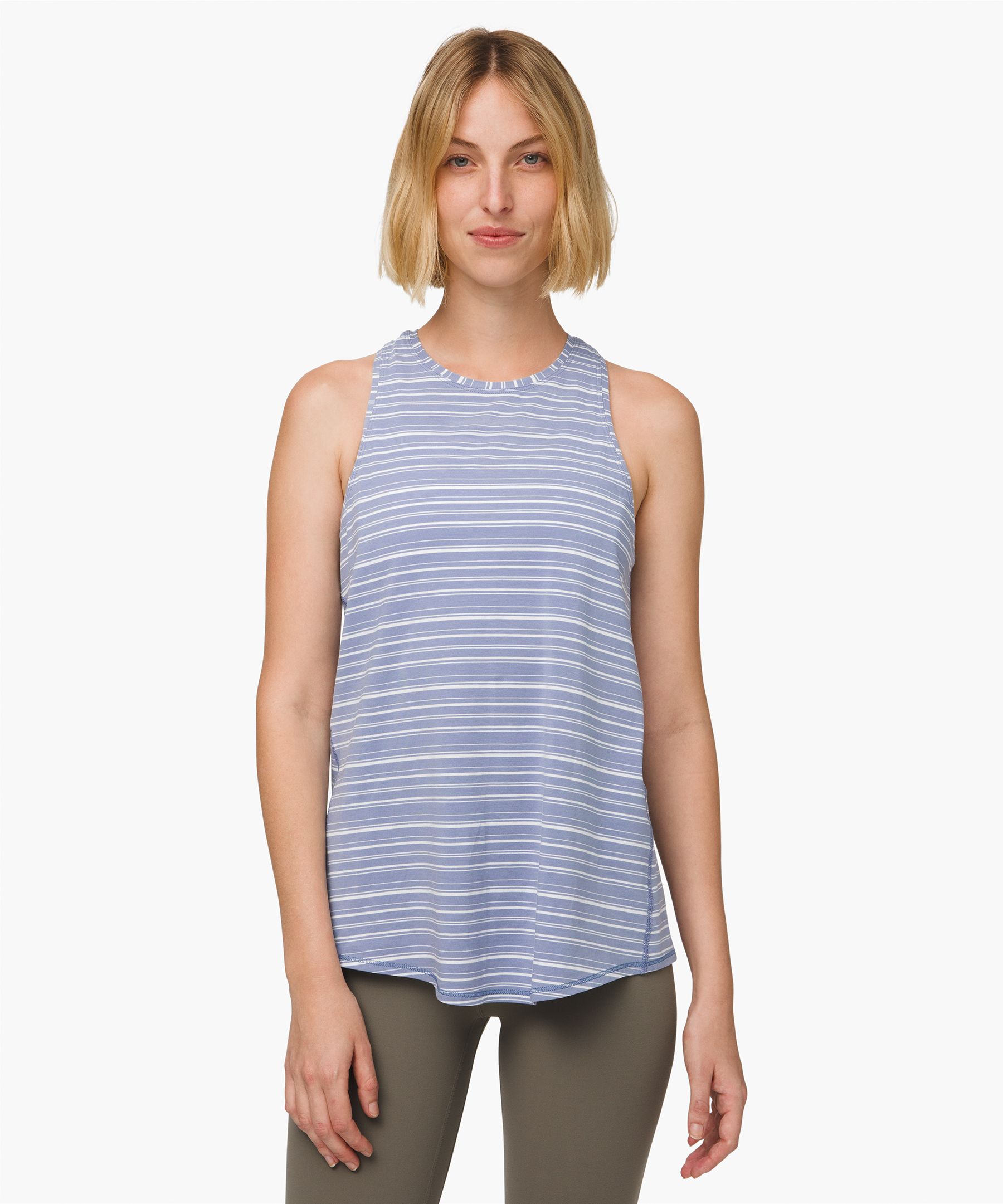 Lululemon All Tied Up Tank In Cut Back Stripe Tempest Blue White