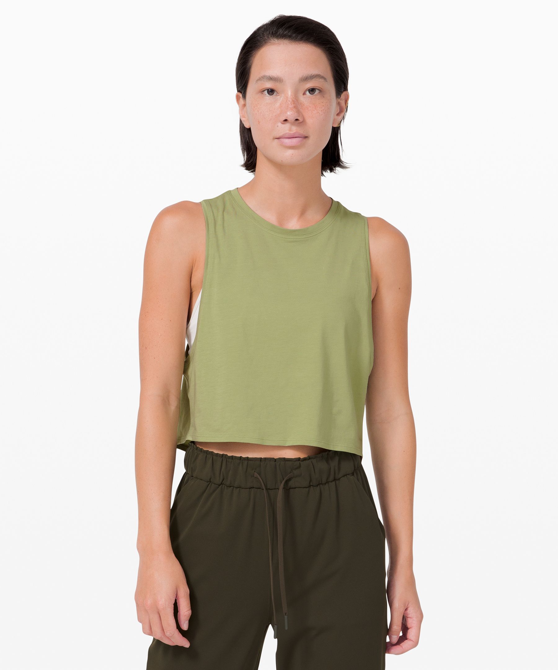 Lululemon Cut Back Crop Tank In Green