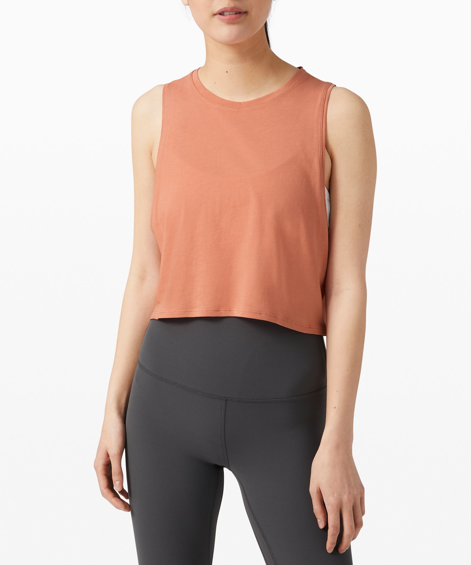 Lululemon Cut Back Crop Tank In Orange