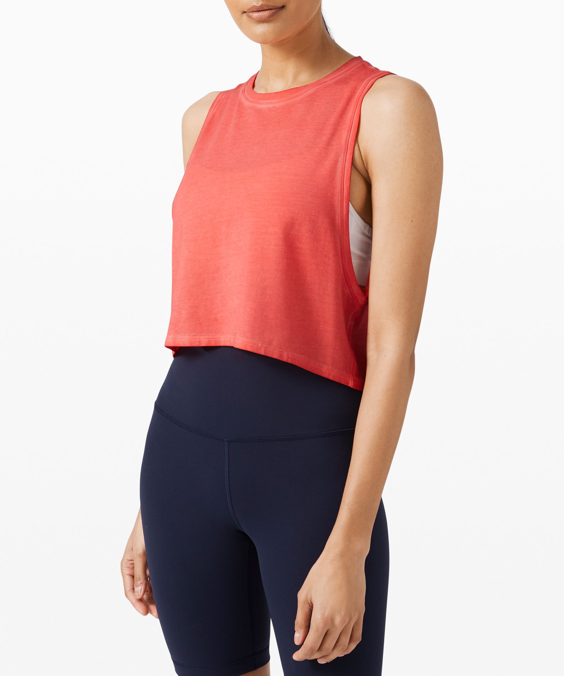 Lululemon Cut Back Crop Tank In Orange