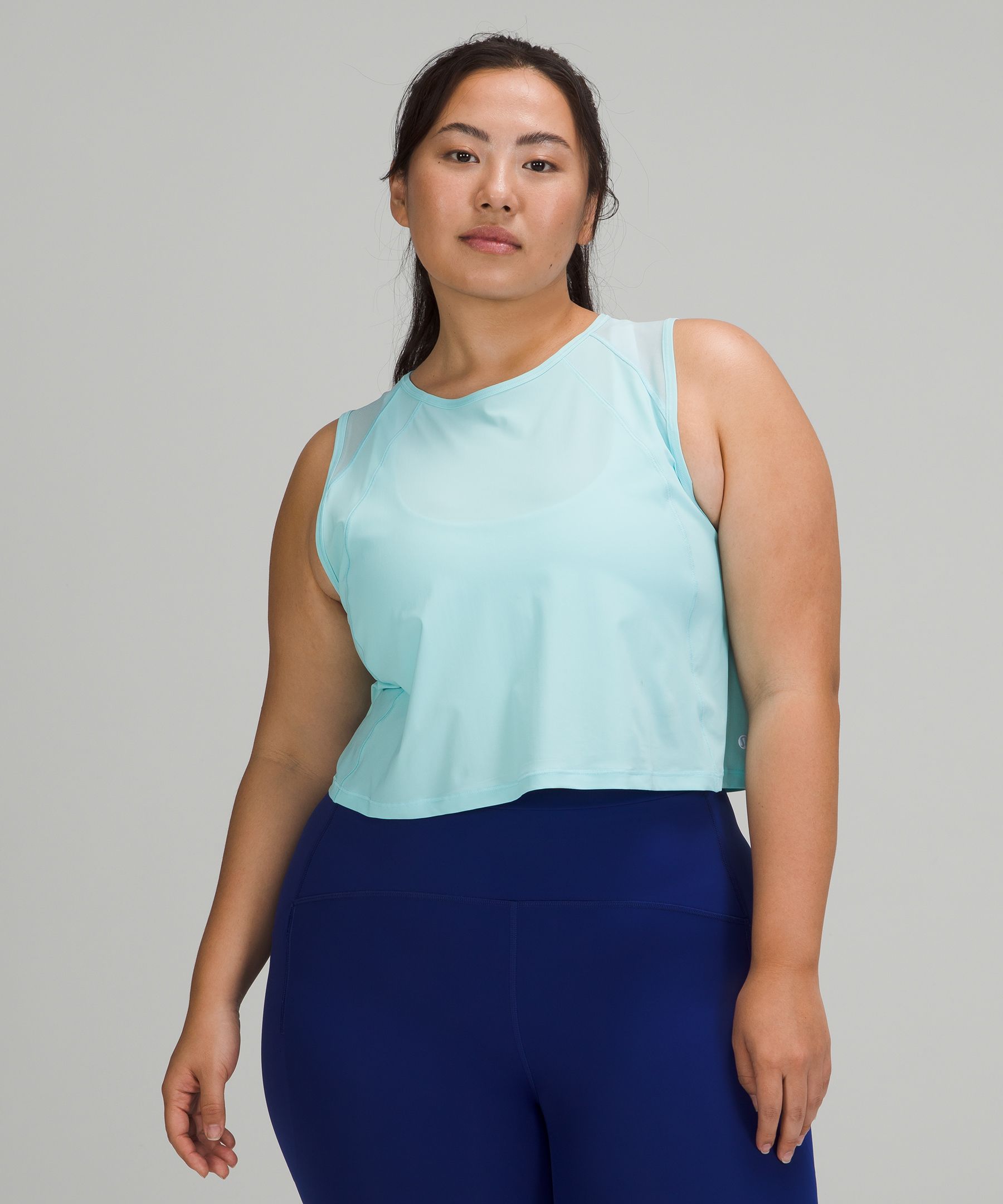 Lululemon Sculpt Cropped Tank Top In Heritage 365 Camo Tidewater Teal /rainforest  Green