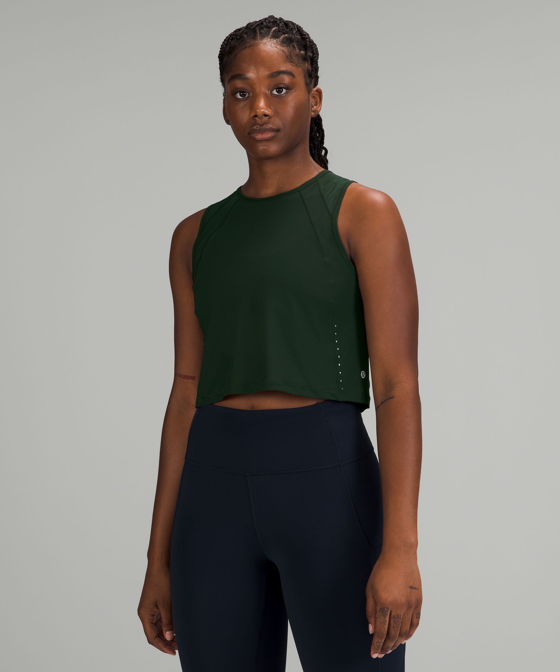 Lululemon Sculpt Cropped Tank Top In Rainforest Green