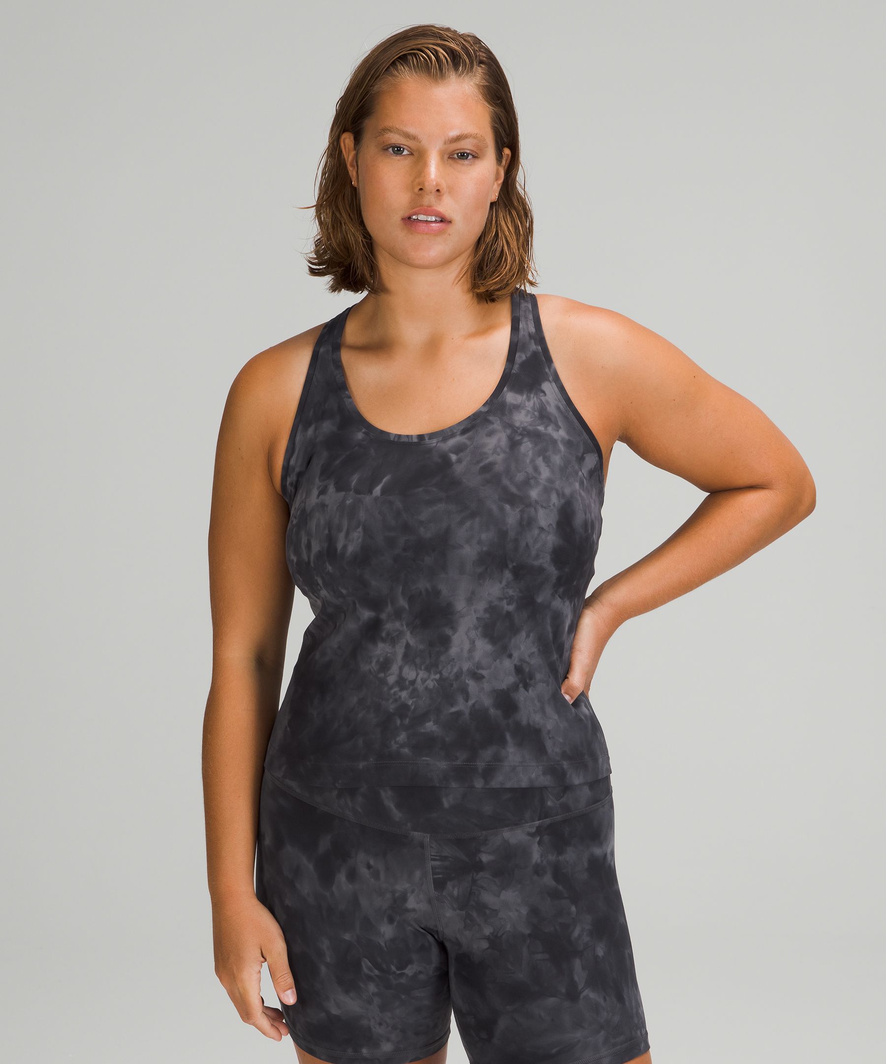 Lululemon Cool Racerback Short Tank Top Nulu In Diamond Dye Pitch