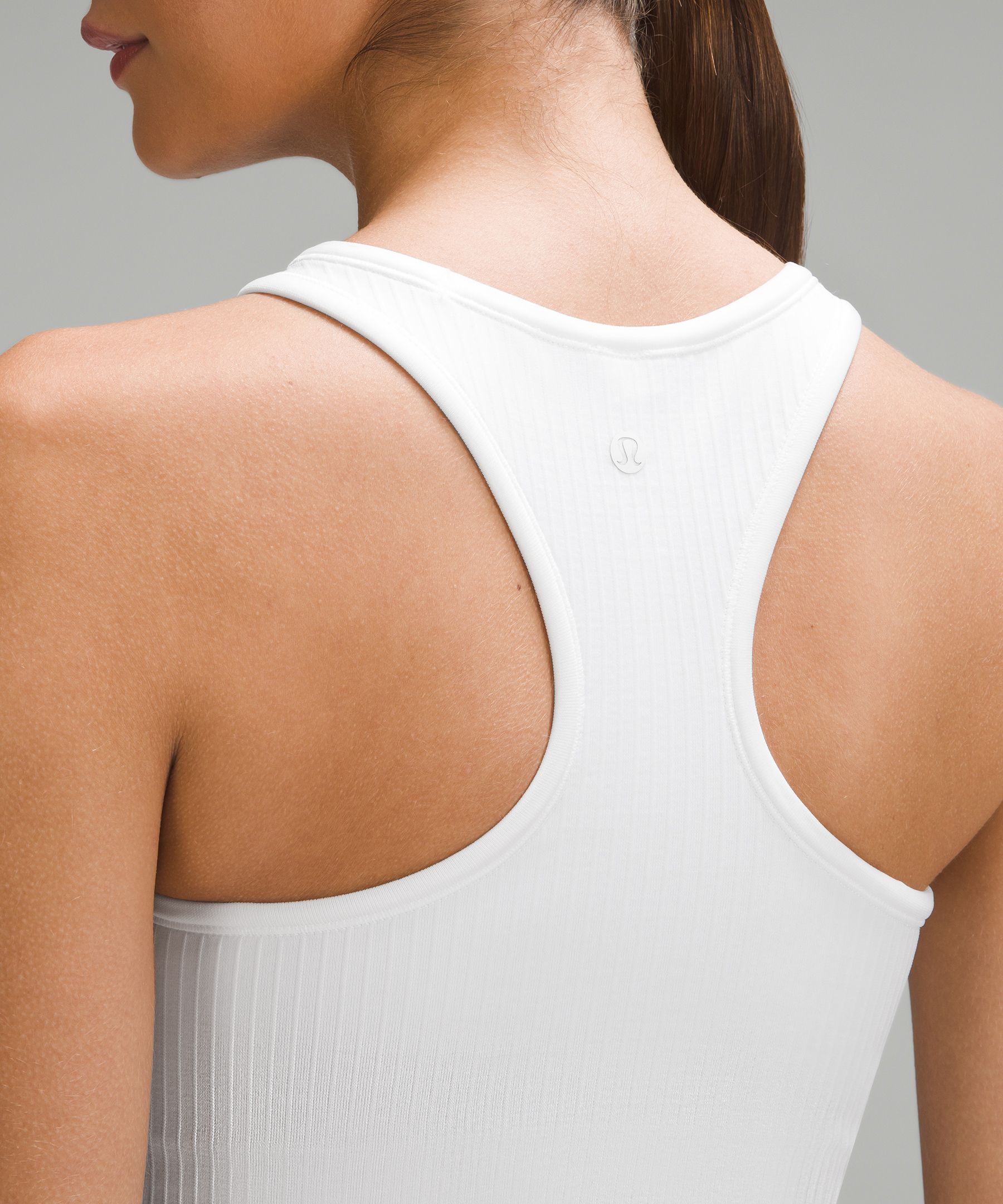 Shop Lululemon Ebb To Street Cropped Racerback Tank Top Light Support, B/c Cup In White