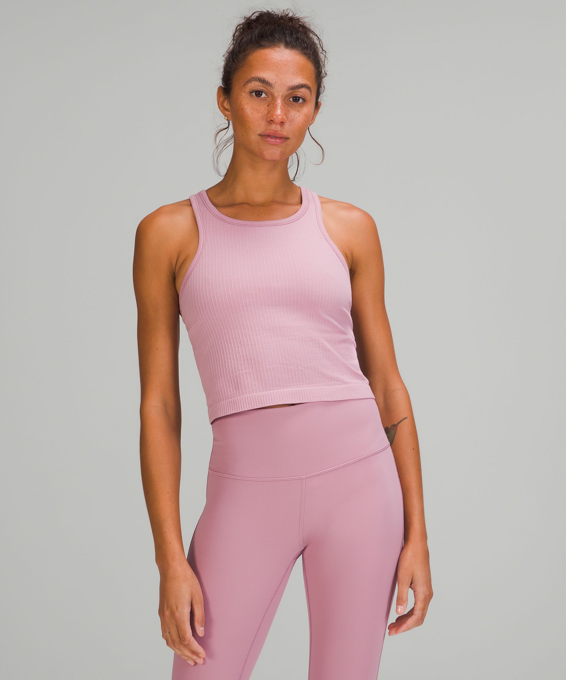 Lululemon Ebb To Street Cropped Racerback Tank Top In Pink