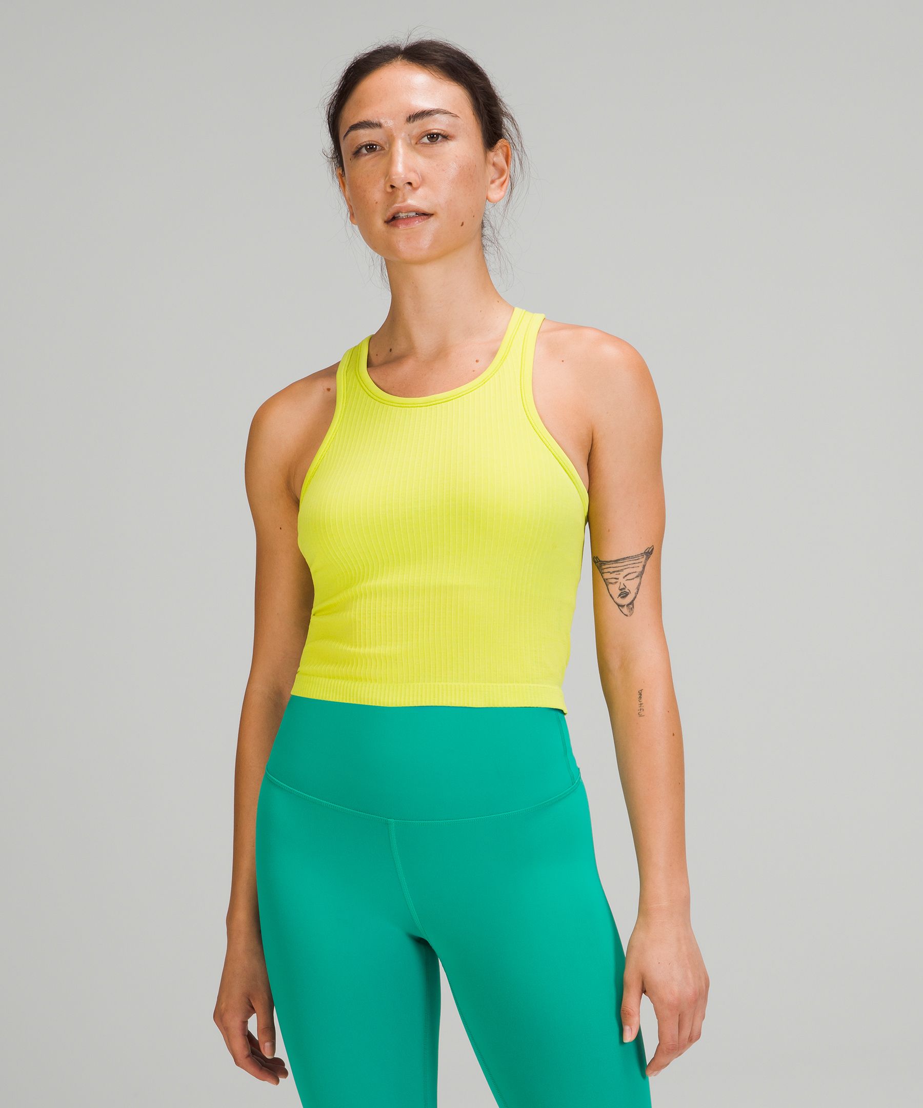 Lululemon Ebb To Street Racerback Crop Tank Top In Yellow