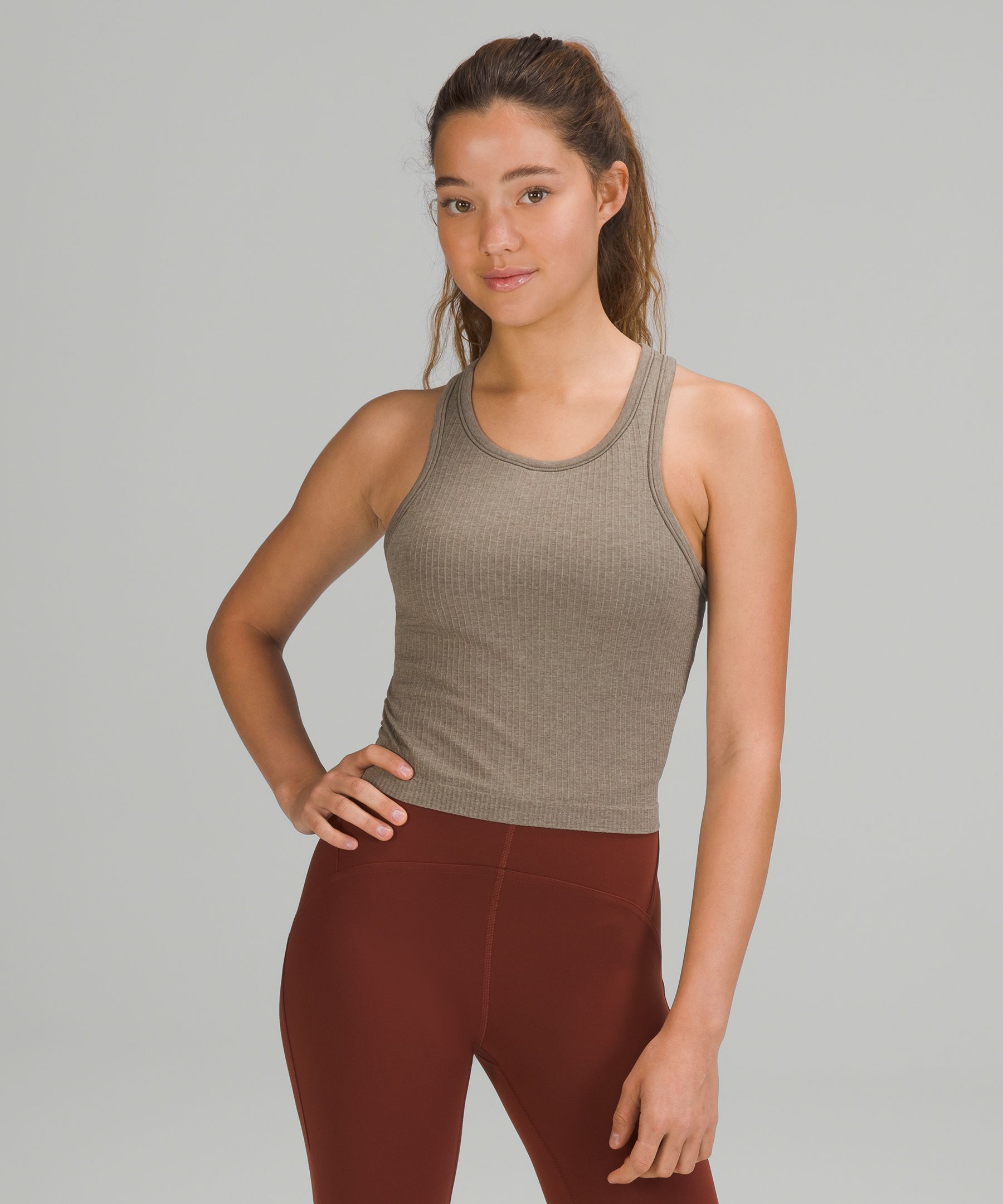 Lululemon Ebb To Street Cropped Racerback Tank Top In Gray
