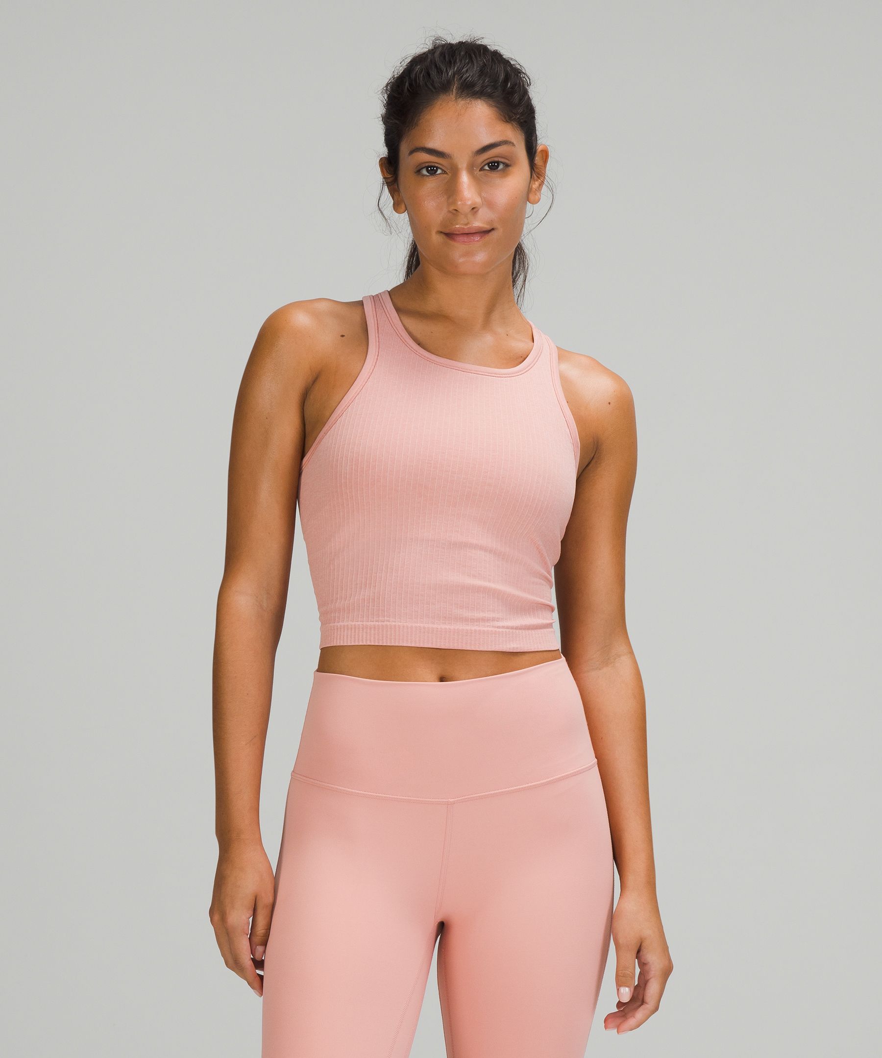 Lululemon Ebb To Street Racerback Crop Tank Top In Pink