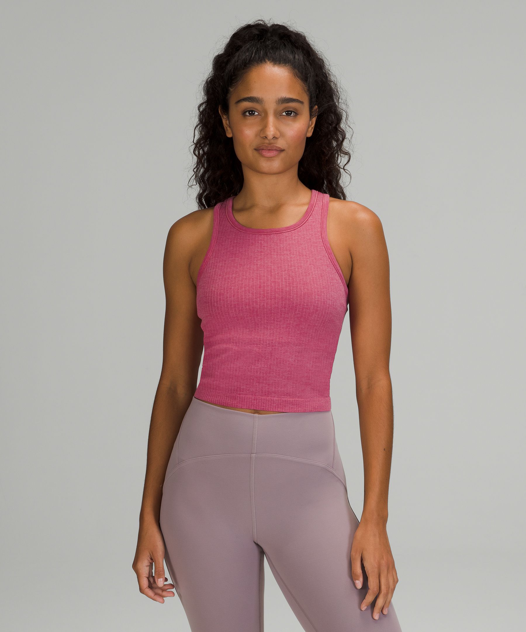 Lululemon Ebb To Street Cropped Racerback Tank Top In Pink Lychee