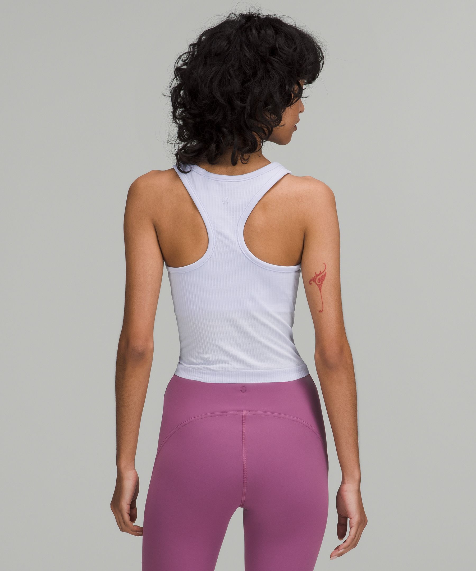 Lululemon Ebb To Street Cropped Racerback Tank Top In Marble Dye Raspberry  Cream