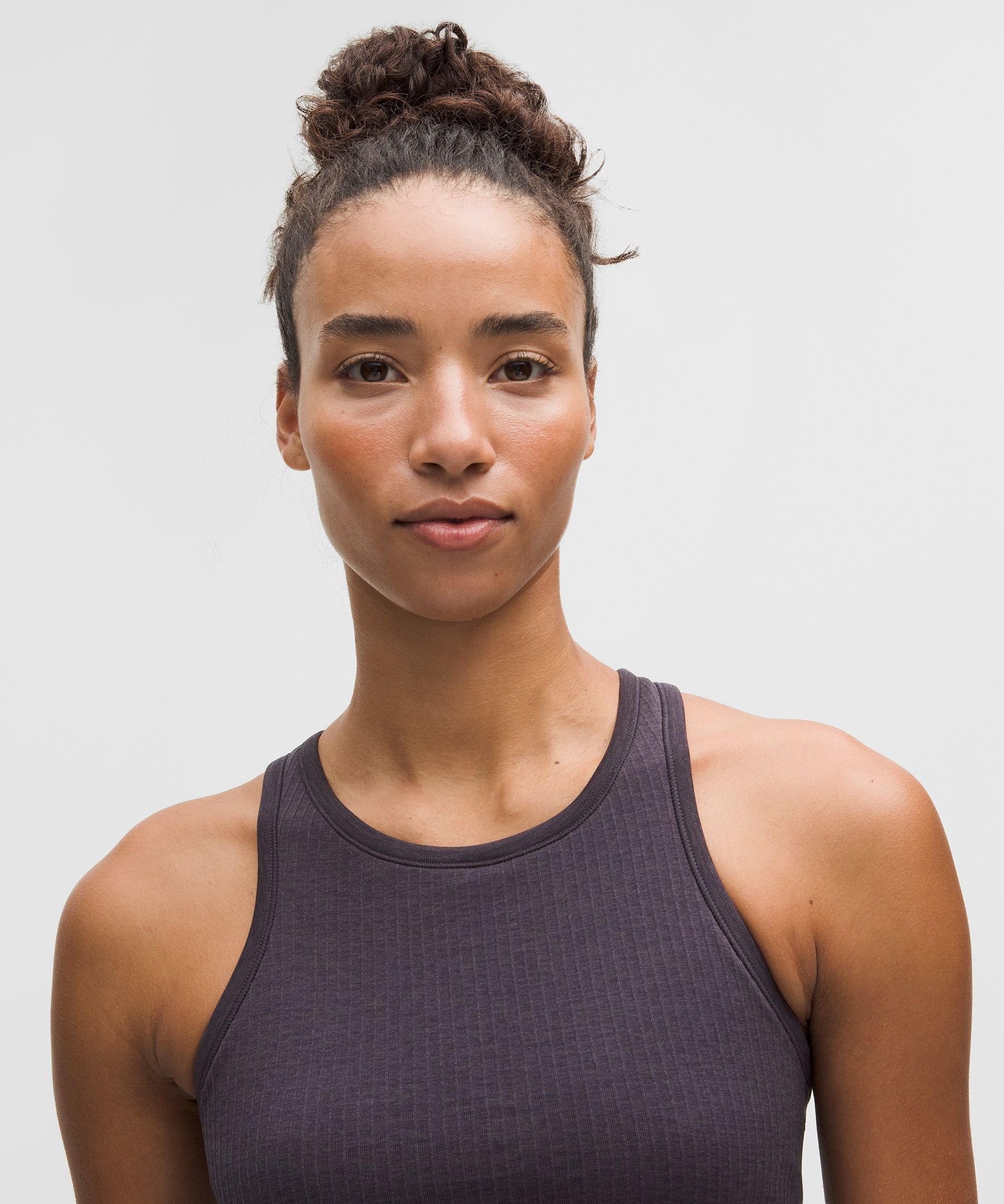 Lululemon Ebb To Street Cropped Racerback Tank Top In Gray