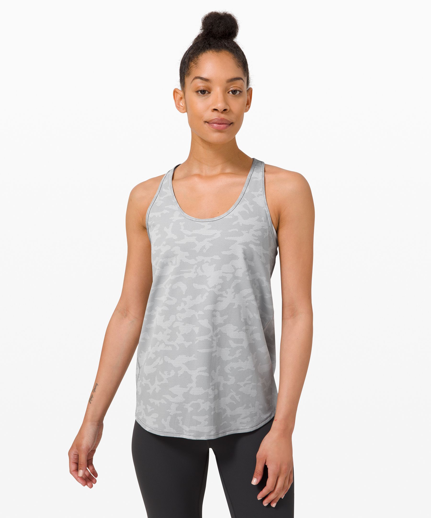 Lululemon Essential Tank *pleated In Incognito Camo Ssl Silver Drop Alpine