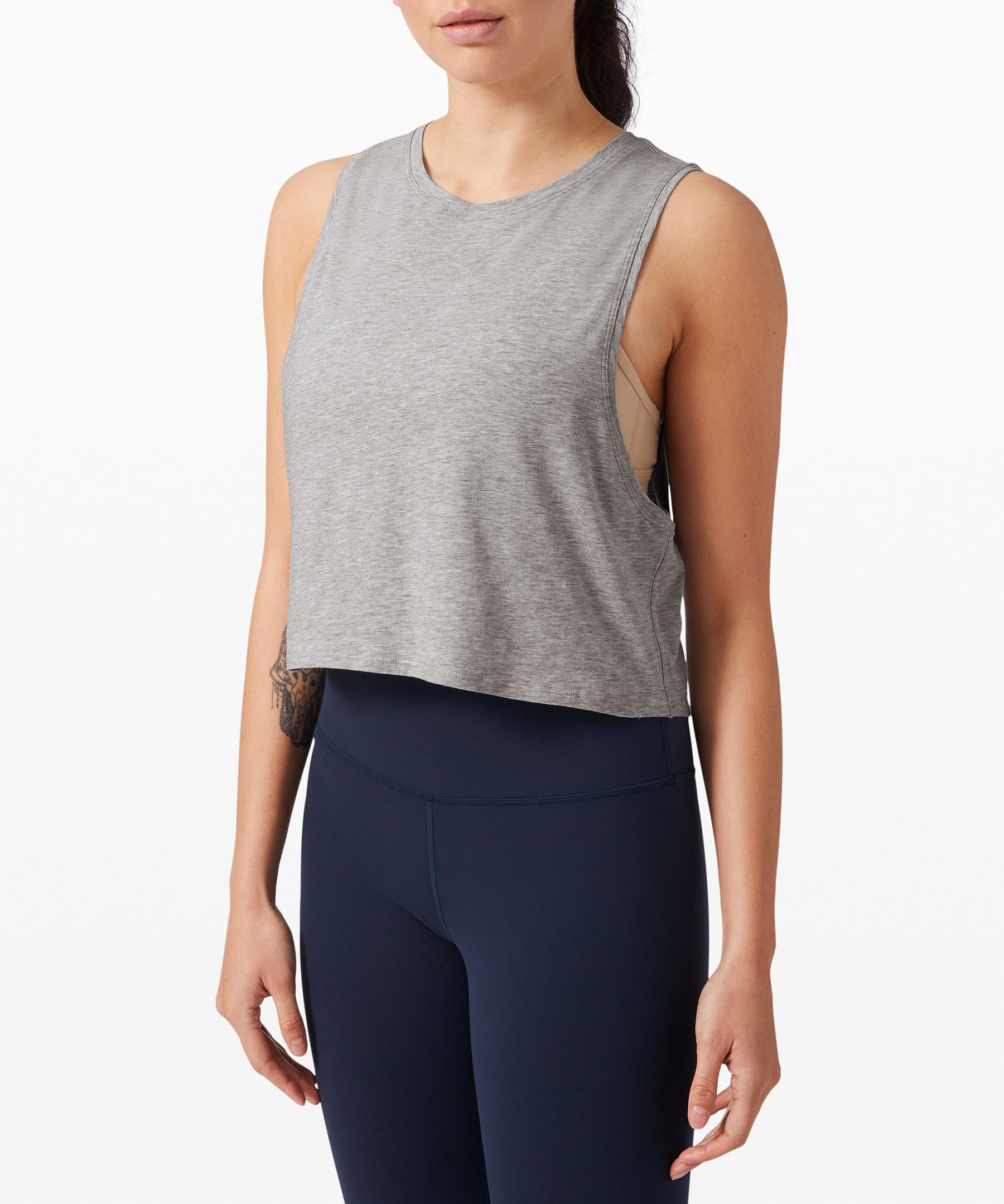 Lululemon Cut Back Crop Tank In Grey