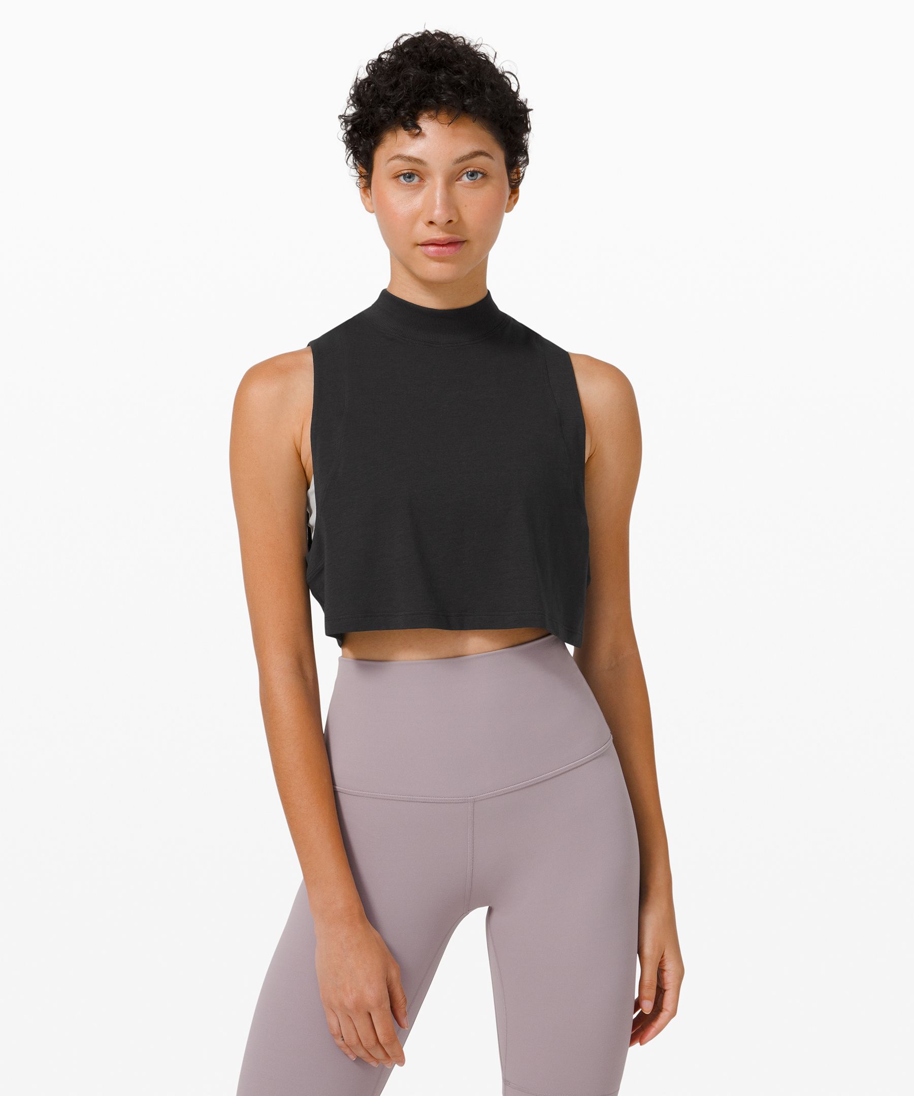 CROPPED MOCK NECK TOP - Black