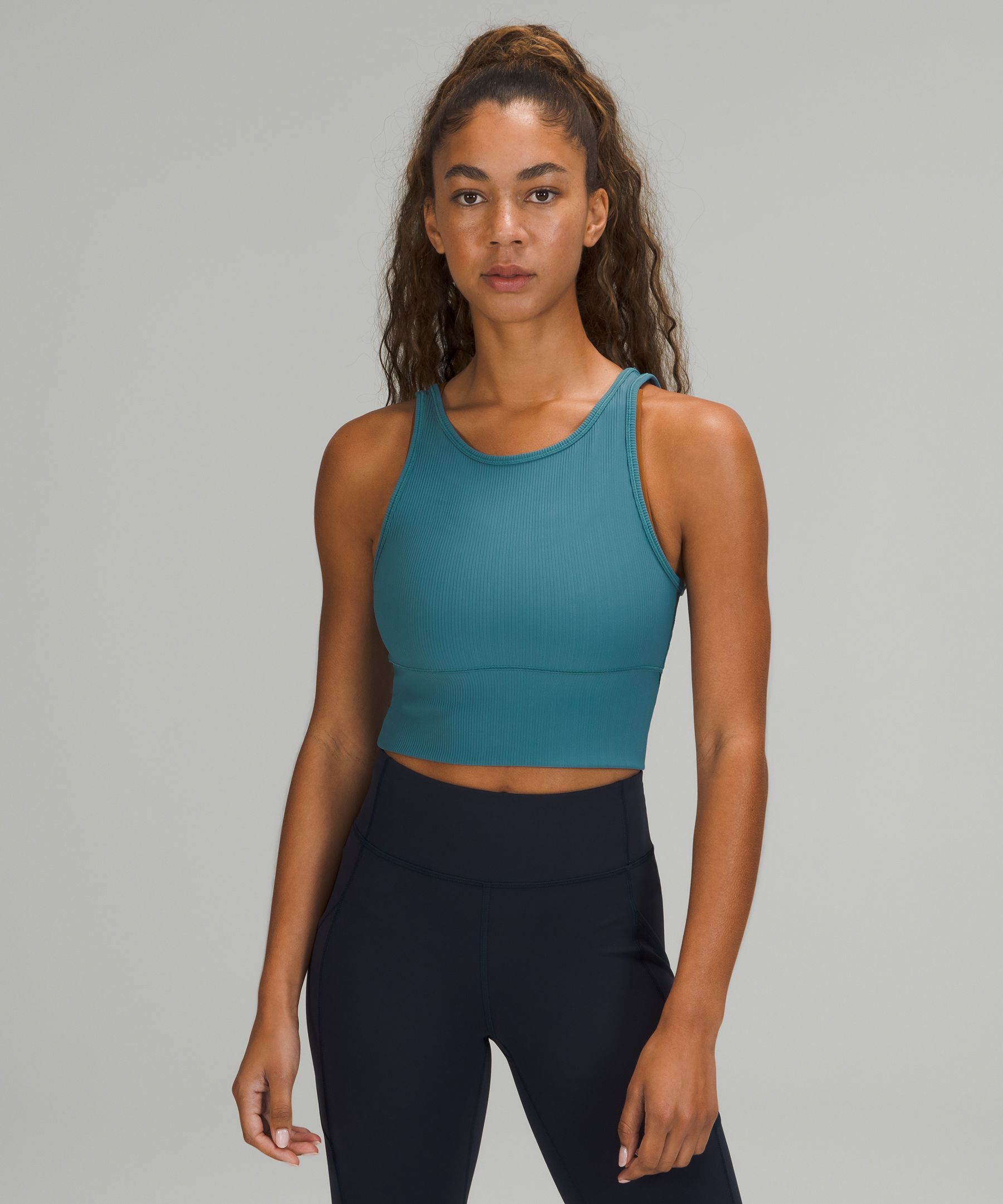 Lululemon Power Pivot Tank Top Rib In Blue