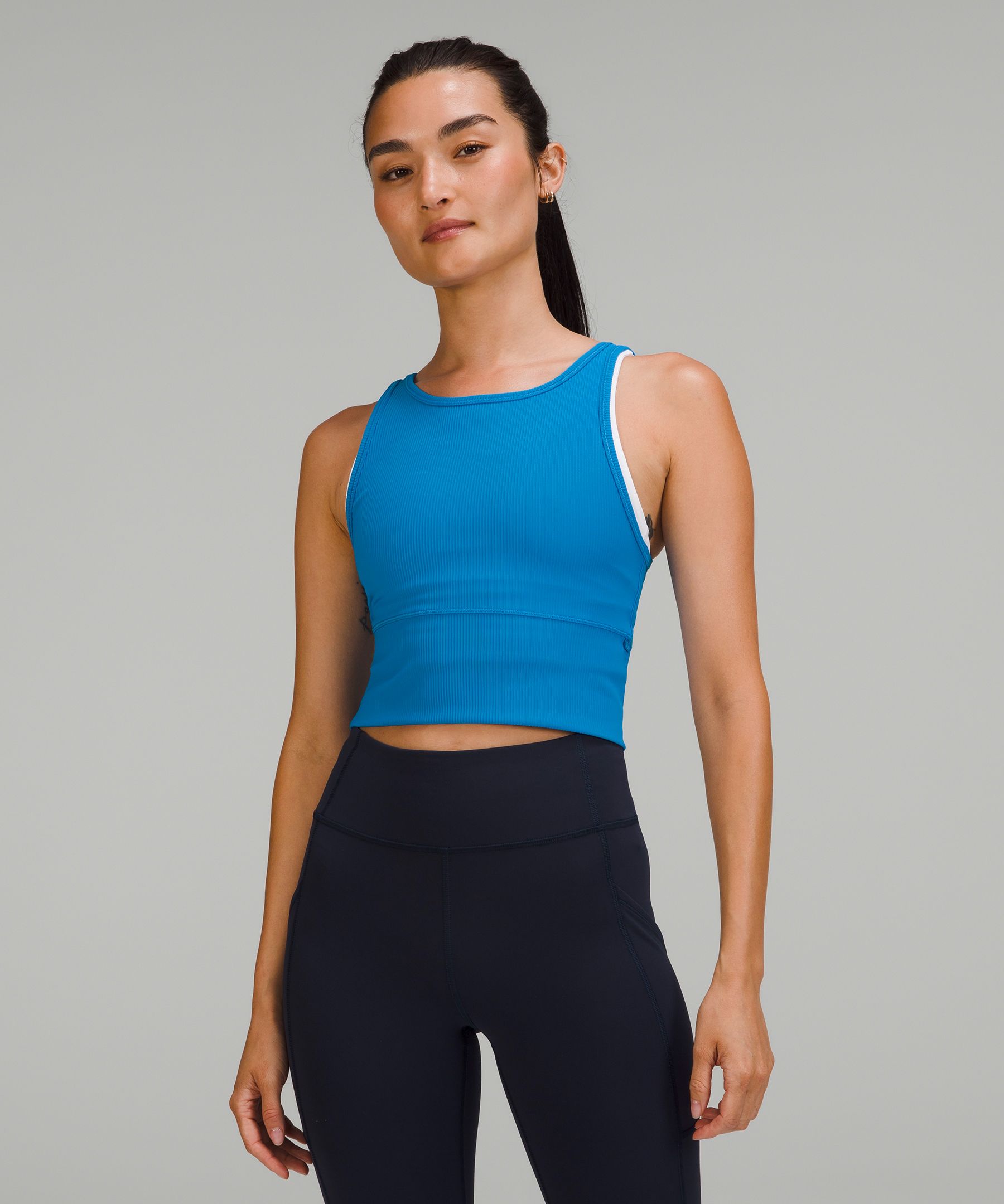 Lululemon Power Pivot Ribbed Tank Top In Poolside | ModeSens