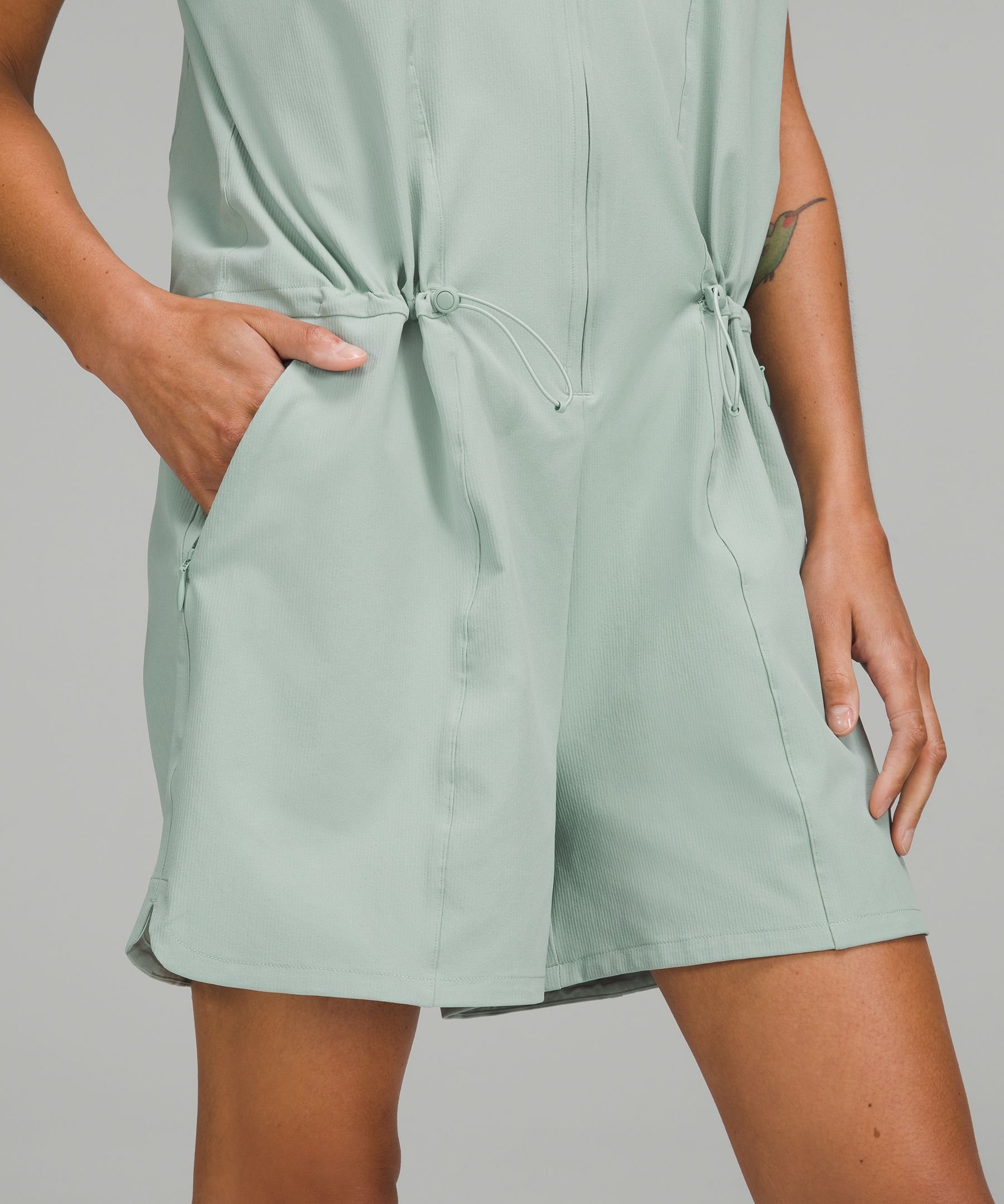 Stretch Rib Pocketed Romper