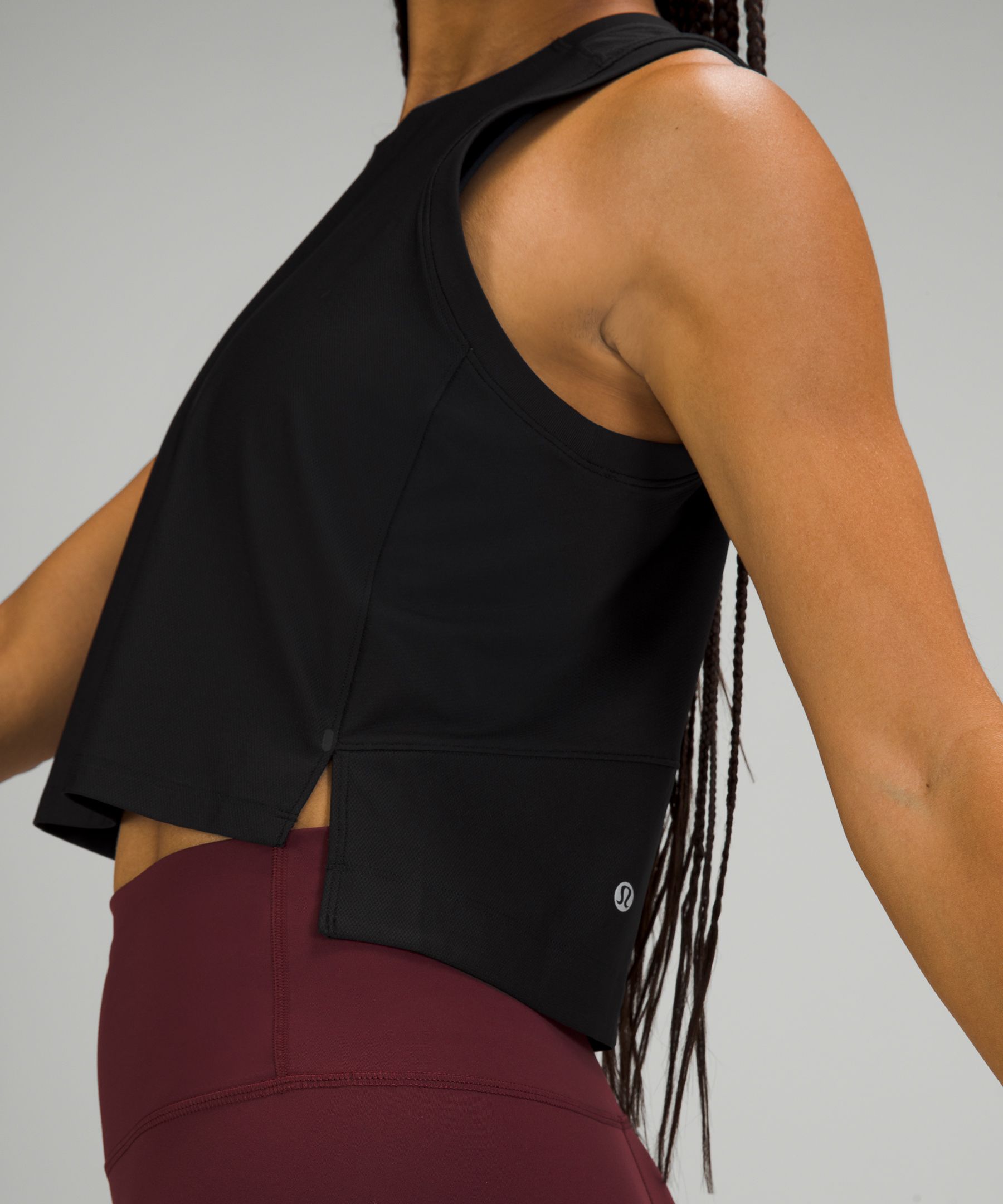 Mesh Back Cropped Train Tank Top