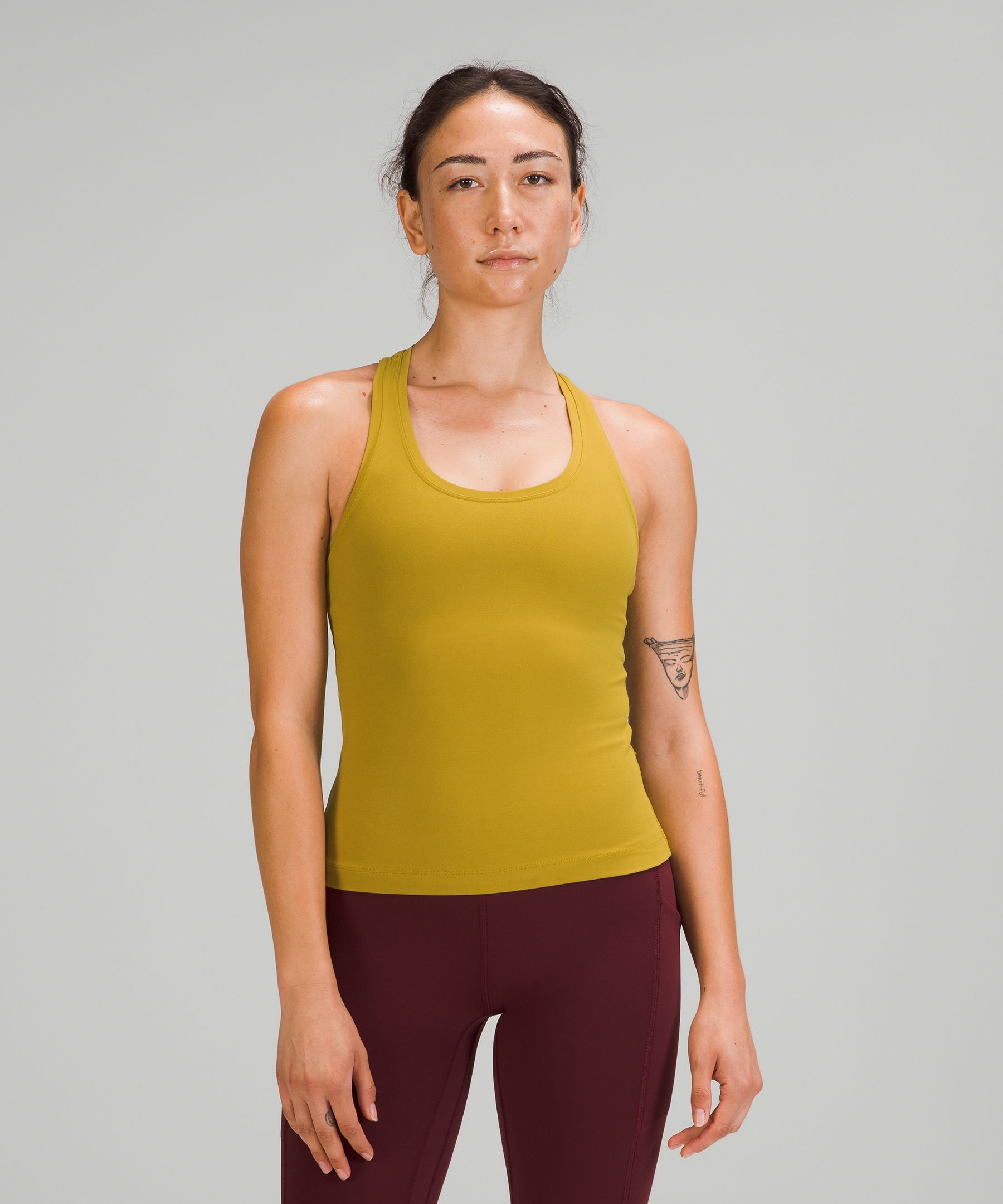 Lululemon Cool Racerback Short Tank Top Nulu In Auric Gold