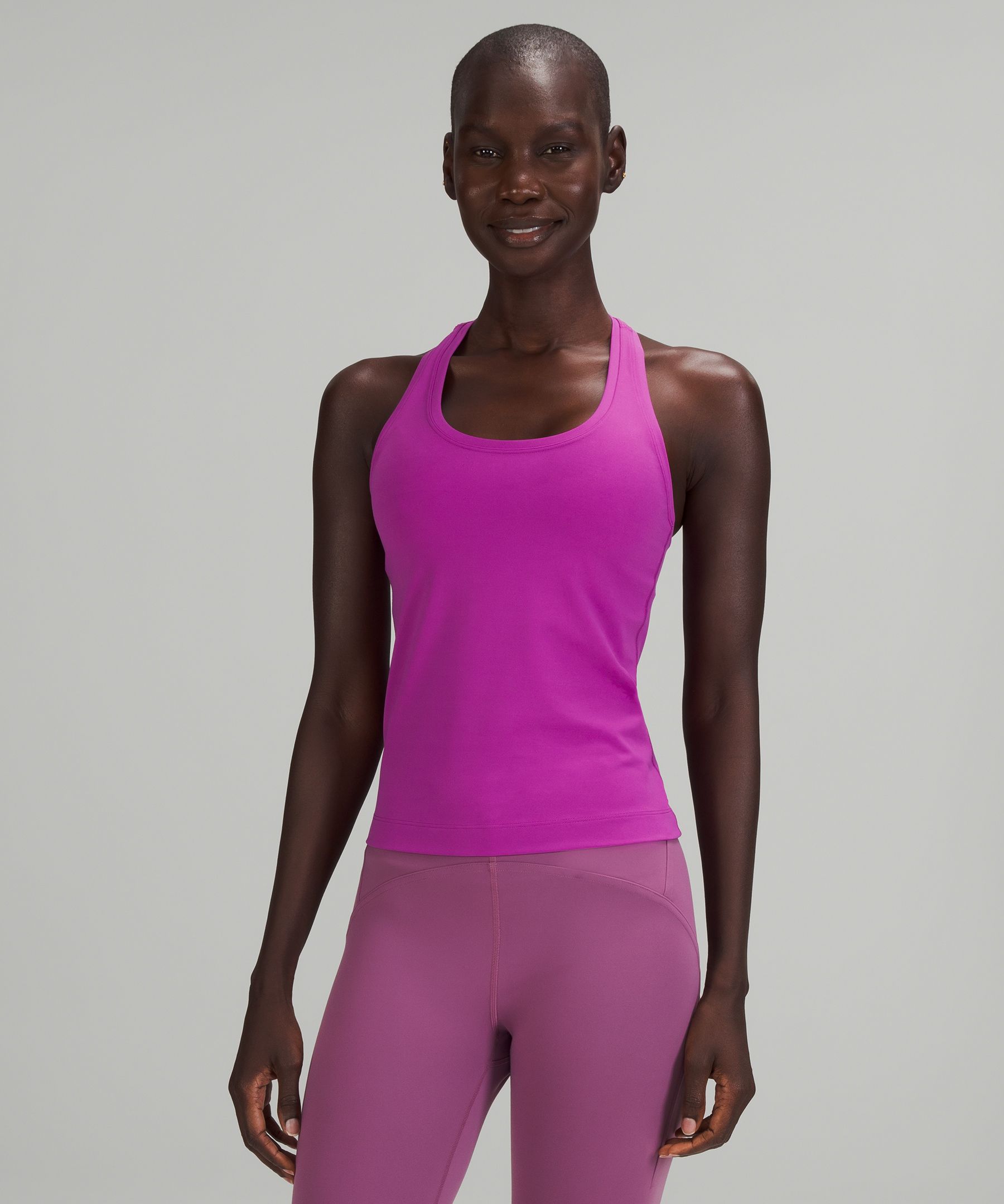 Lululemon Cool Racerback Short Tank Top Nulu In Vivid Plum