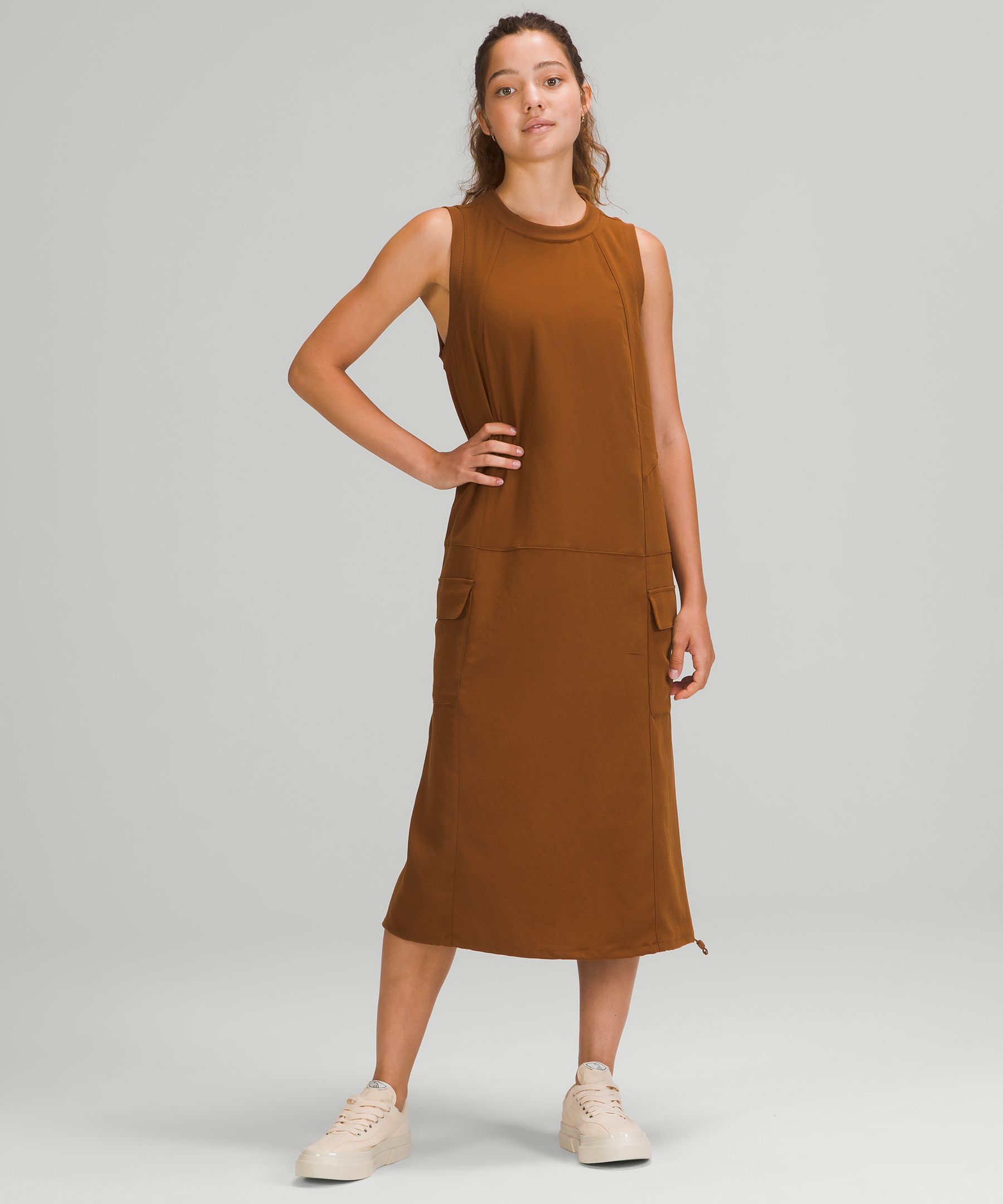 Dropped waist midi dress sale