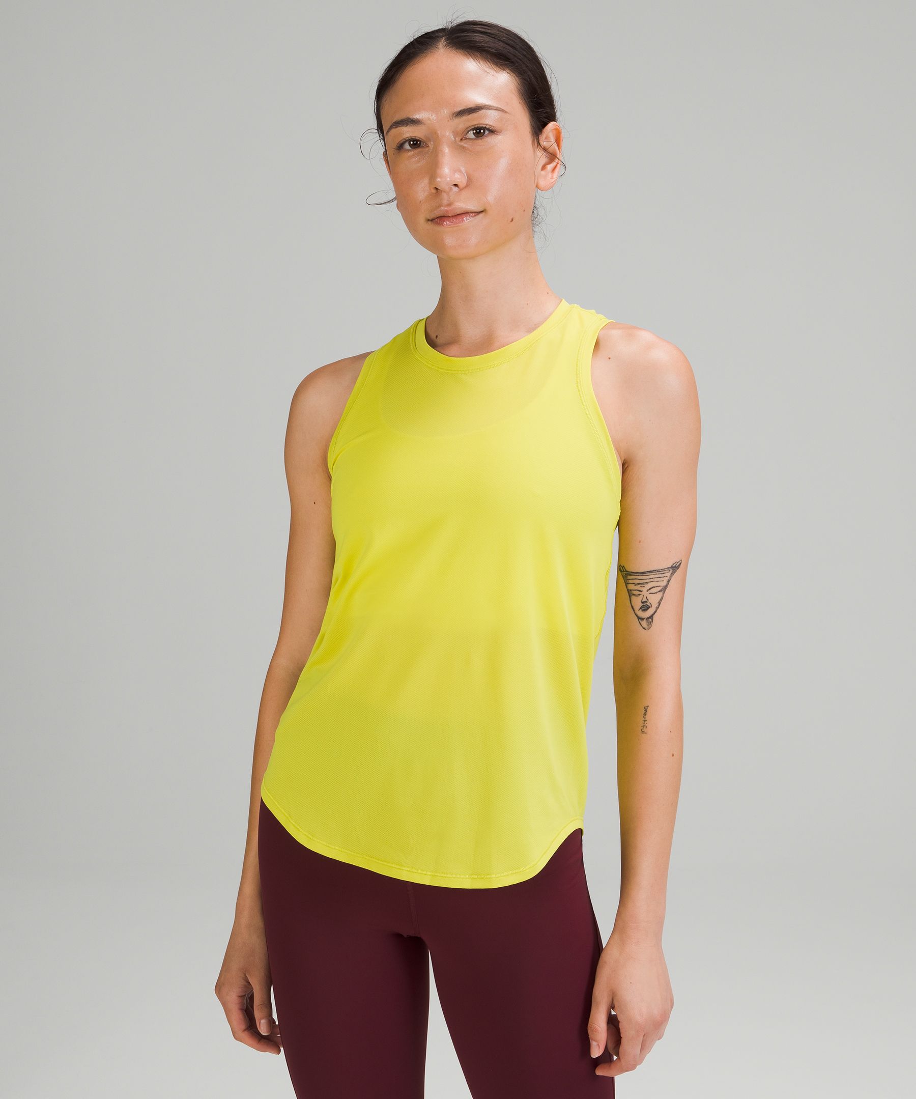 Lululemon High Neck Running And Training Tank Top In Yellow
