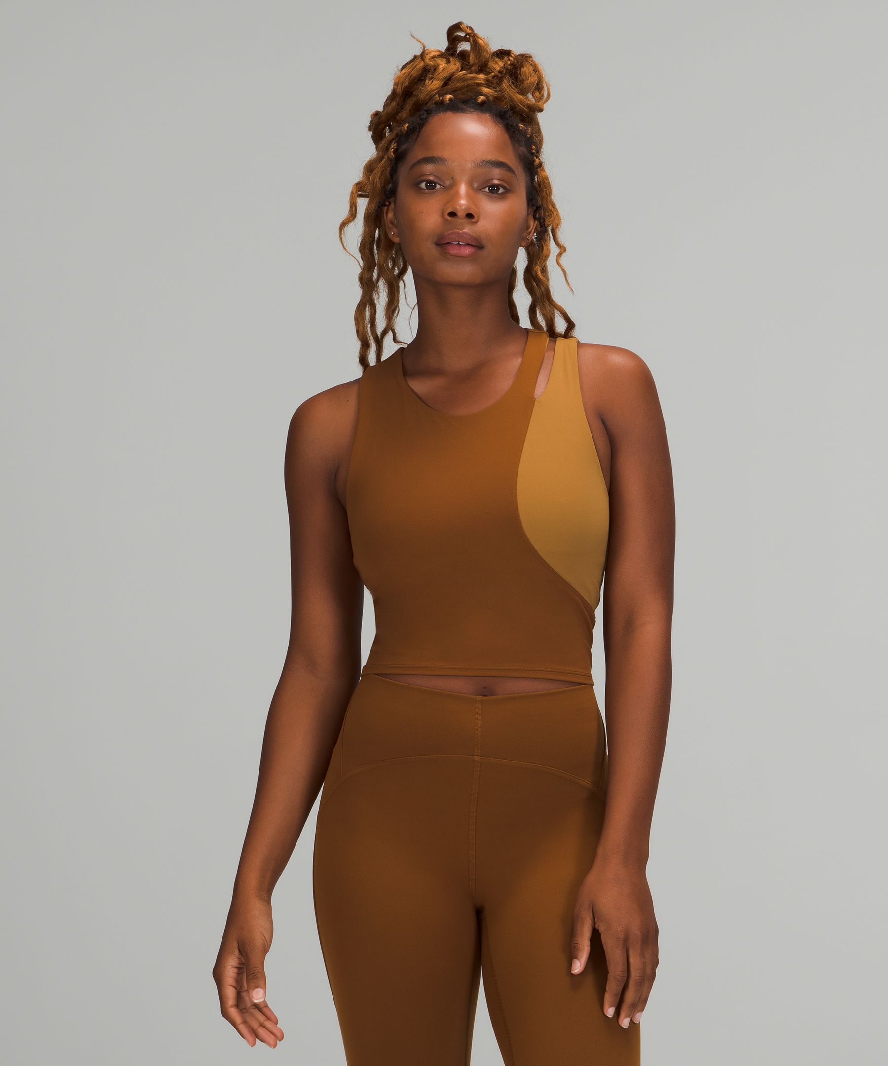 Lululemon Nulu Asymmetrical Yoga Tank Top In Copper Brown/bold Beige