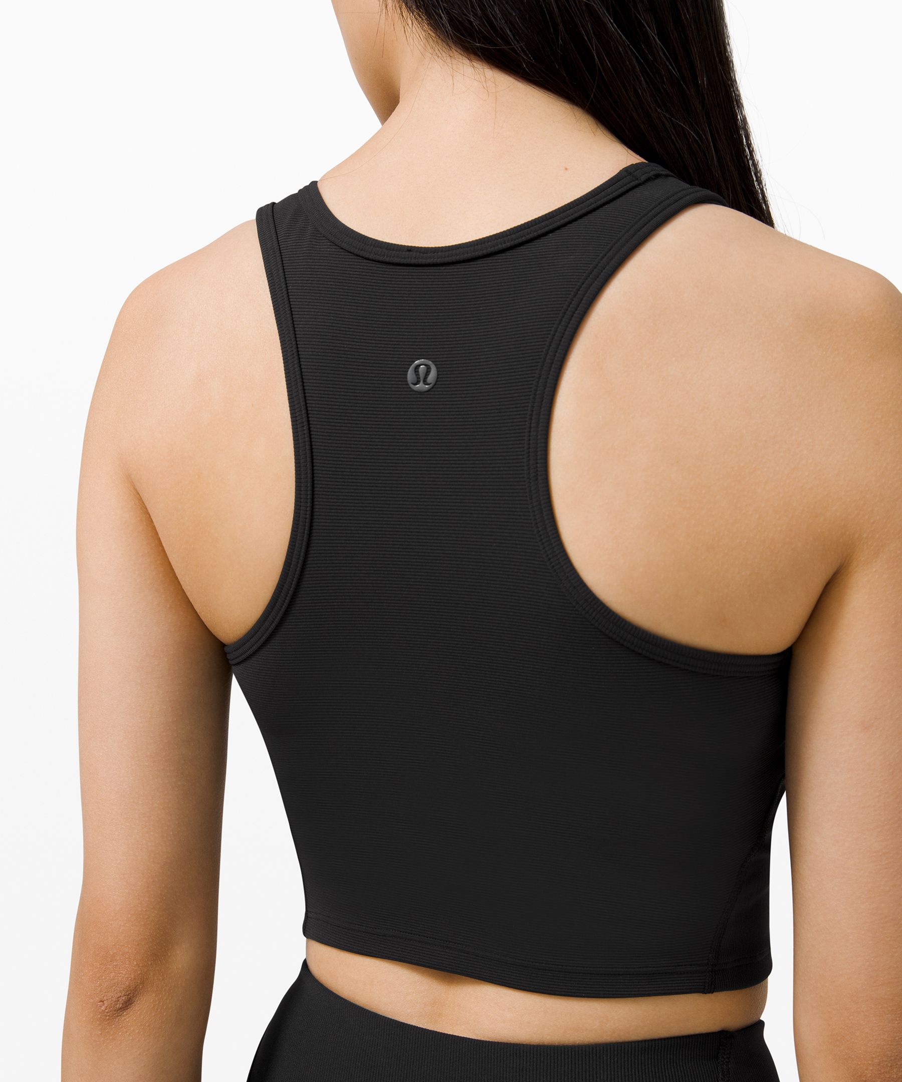 Cropped Contour Rib Tank - Black