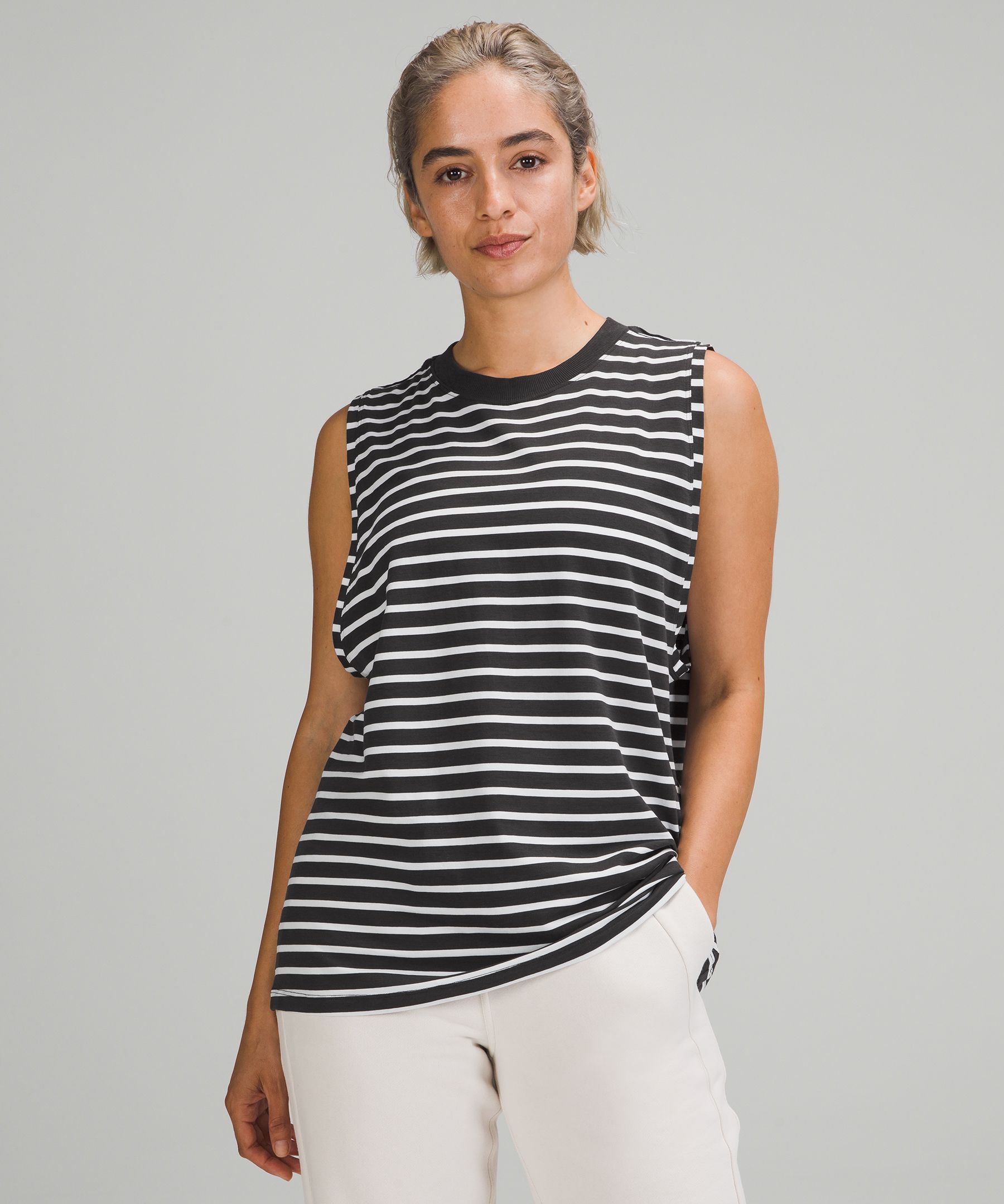 Lululemon All Yours Tank Top In Yachtie Stripe Graphite Grey White