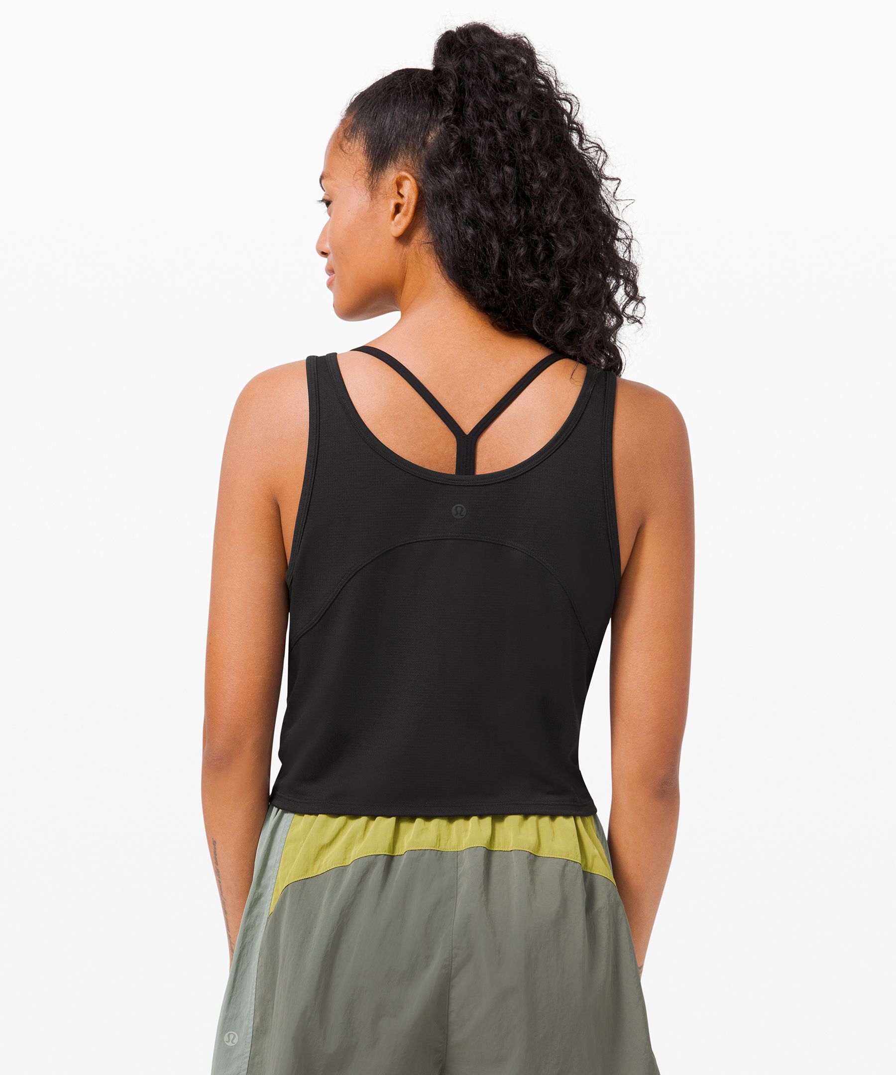 The Range Cropped Henley Tank in Black