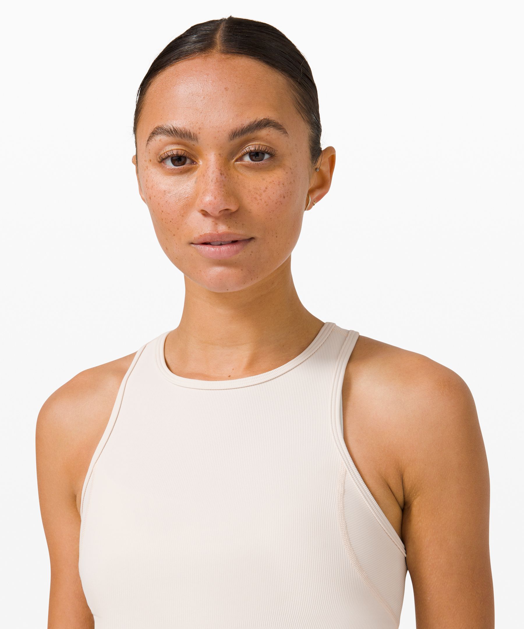 Shop Lululemon Ribbed Contoured Racerback Cropped Yoga Tank Top In