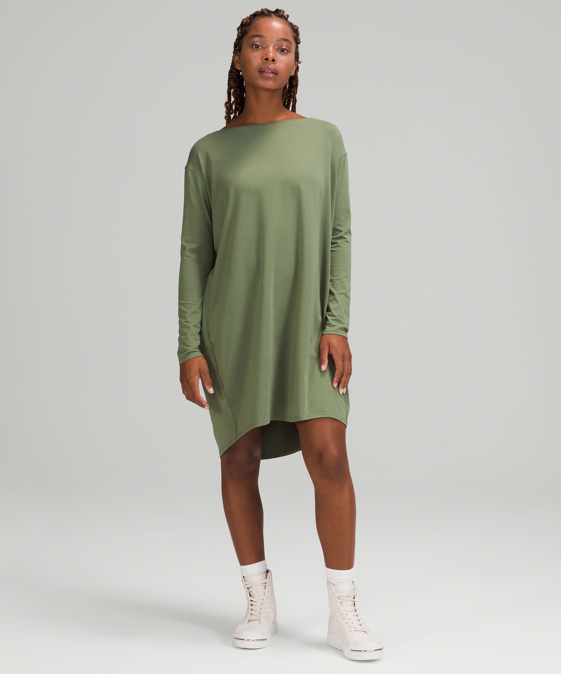 Lululemon Back in Action Long Sleeve Dress - Pastel Blue - lulu fanatics