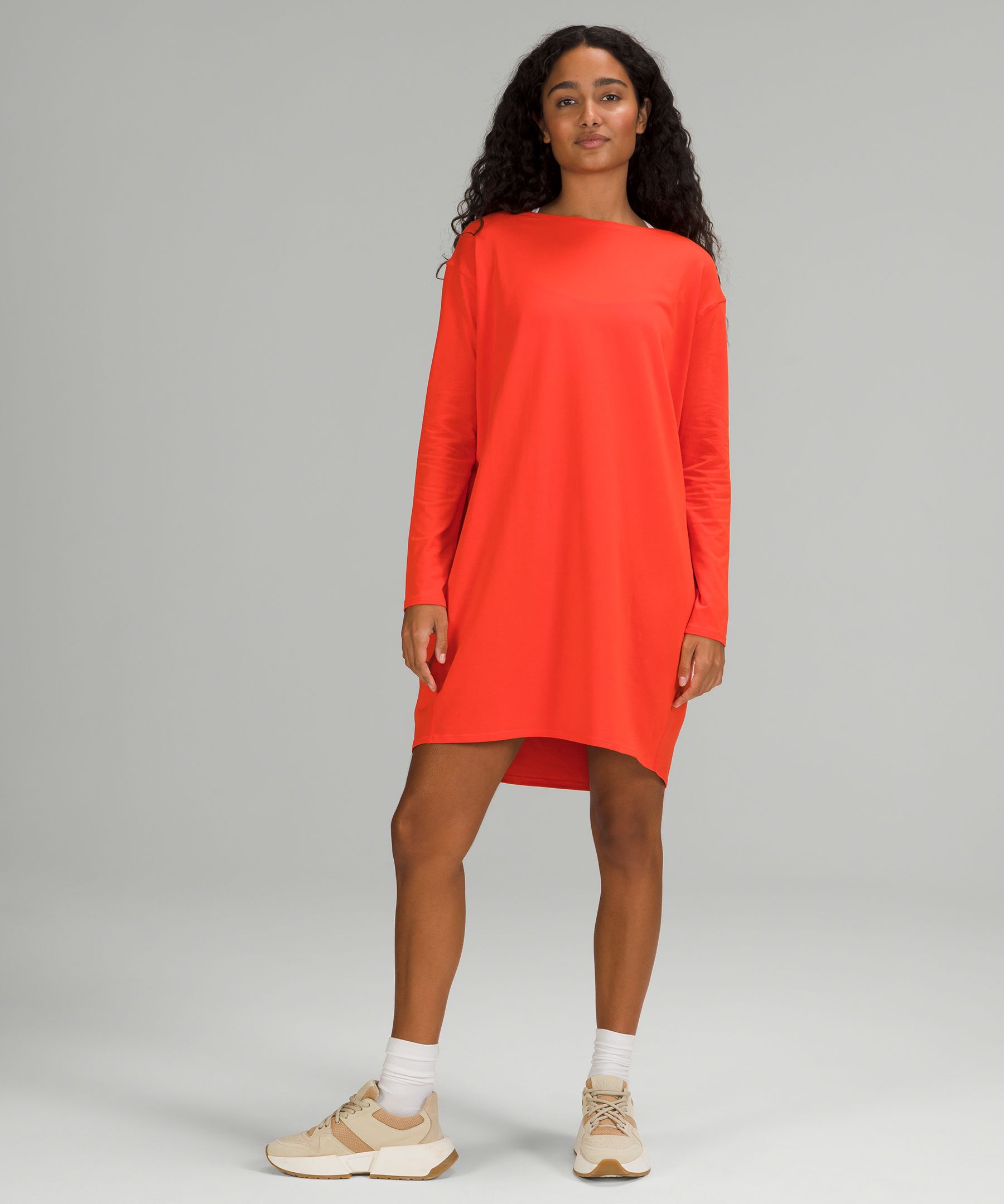 Lululemon Back In Action Long Sleeve Dress In Autumn Red | ModeSens