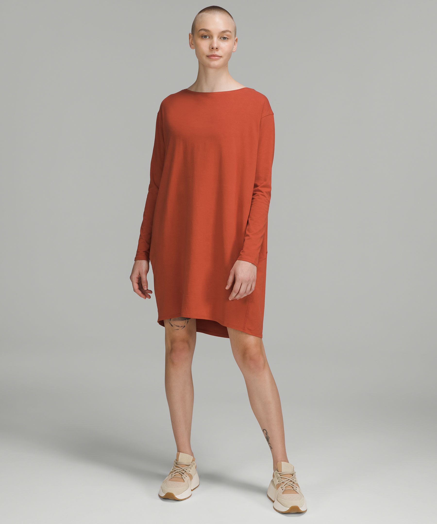 Lululemon Back In Action Long Sleeve Dress In Mineral Blue | ModeSens