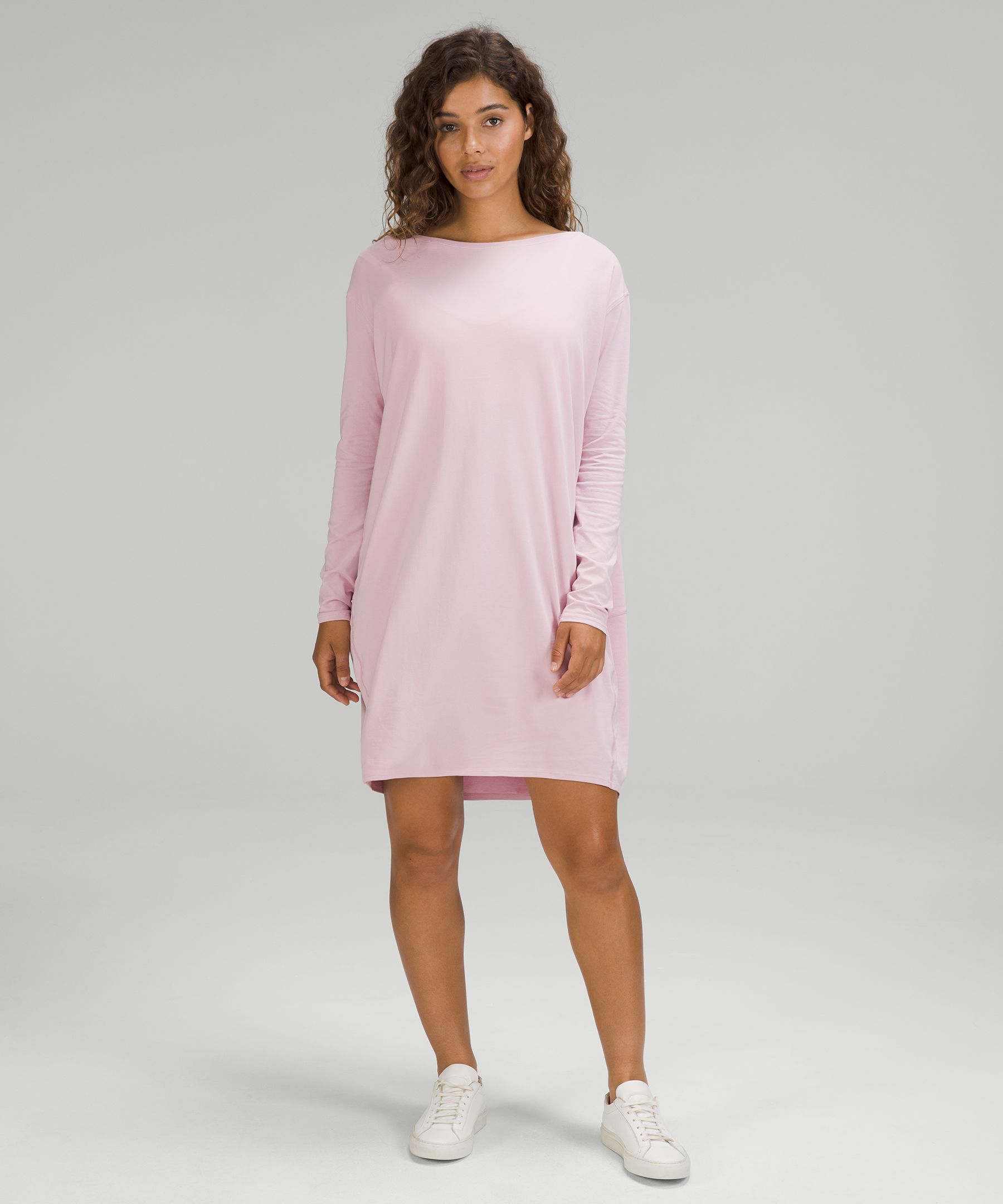 Lululemon Back In Action Long Sleeve Dress In Pink Peony