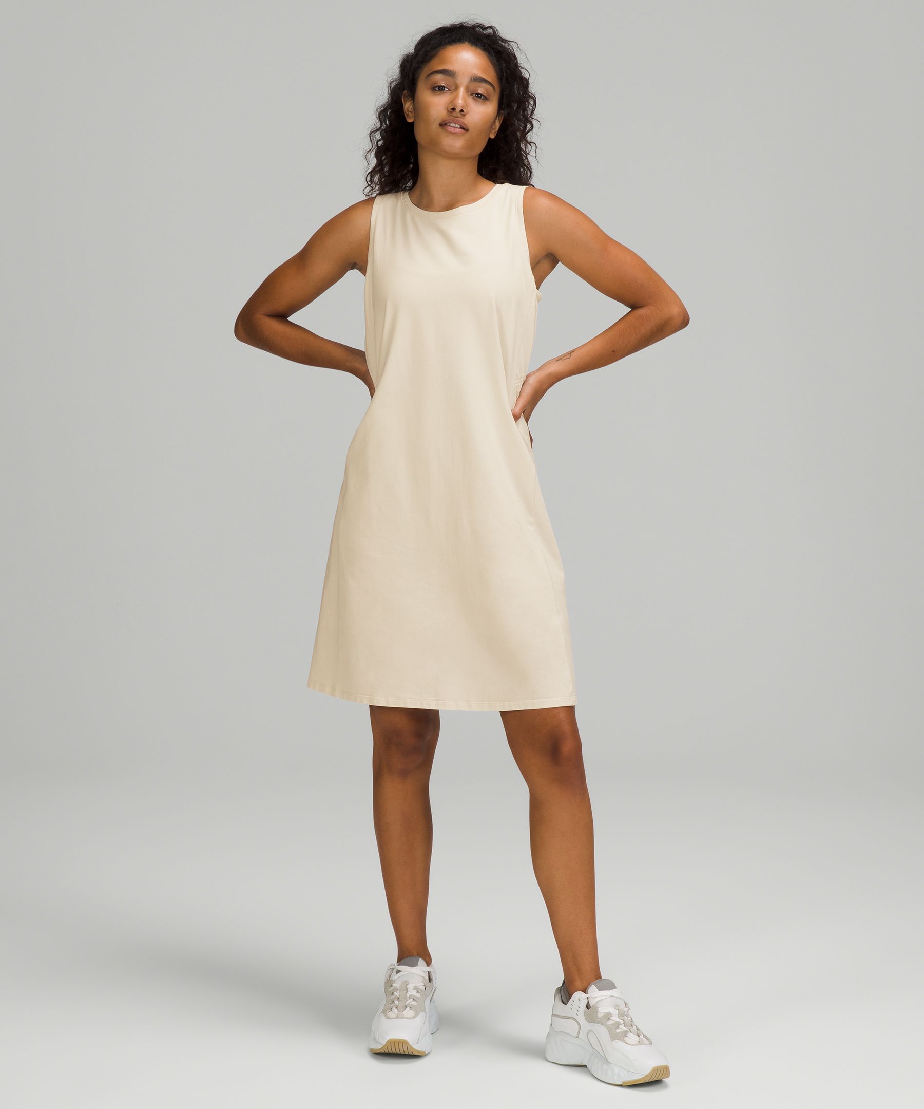 Midi Cocktail Dress, off White Tank Dress, Sleeveless Dress