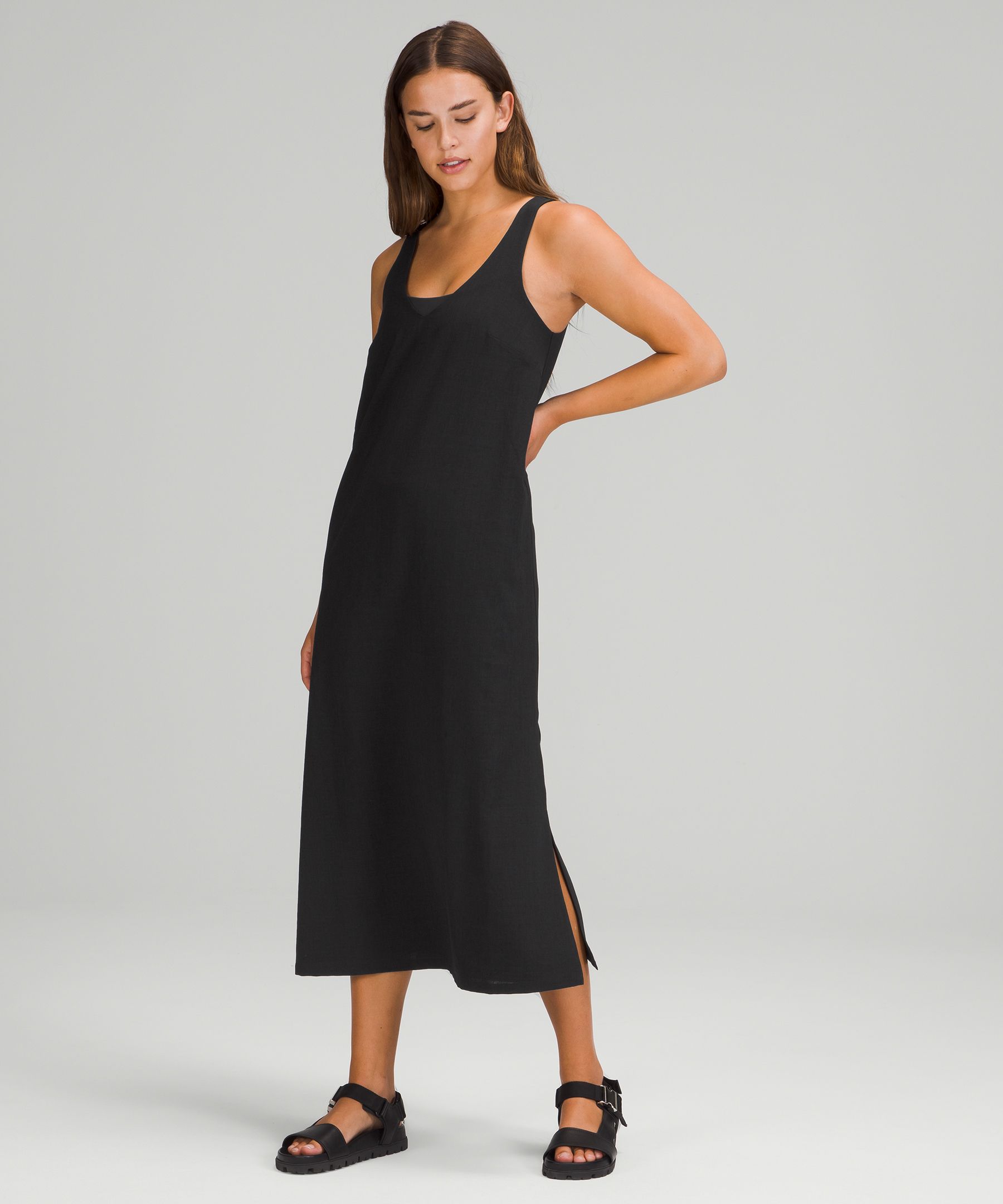 V-Neck Reversible Midi Dress