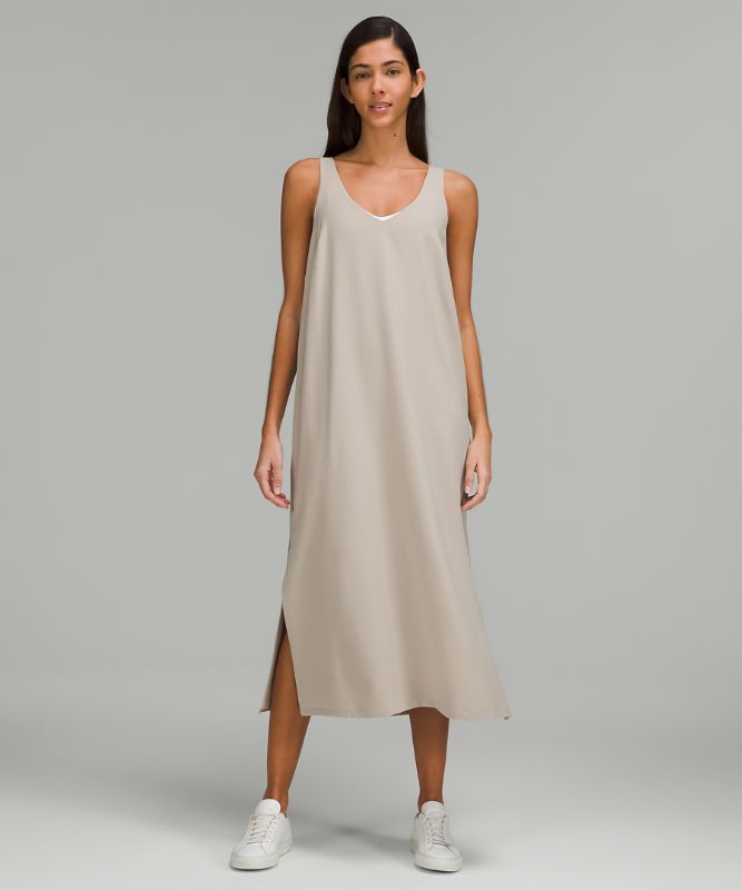 V-Neck Reversible Midi Dress