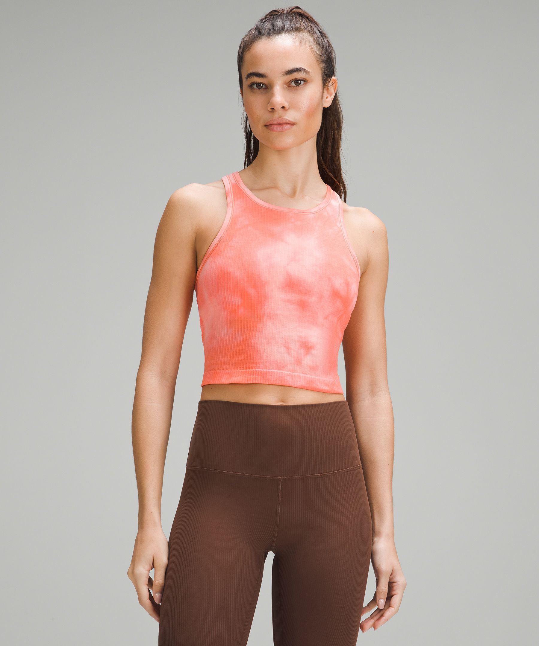 ❤️ Lululemon Ebb to Street Cropped Racerback Tank Top Size 4 Pink Lychee --  NWT!