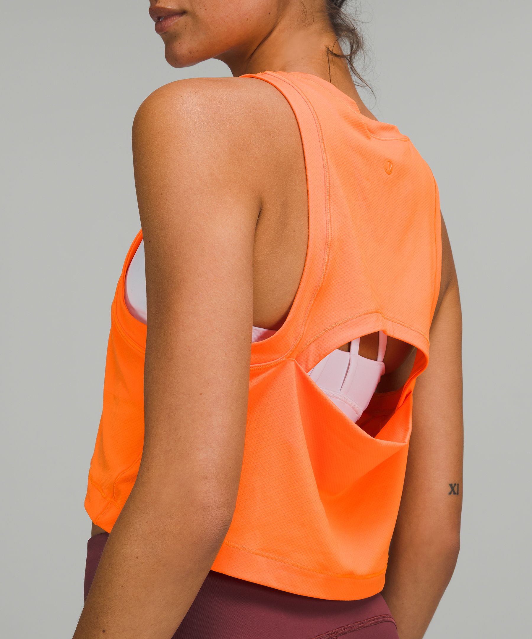 Open-Back Cropped Training Tank Top, Tank Tops