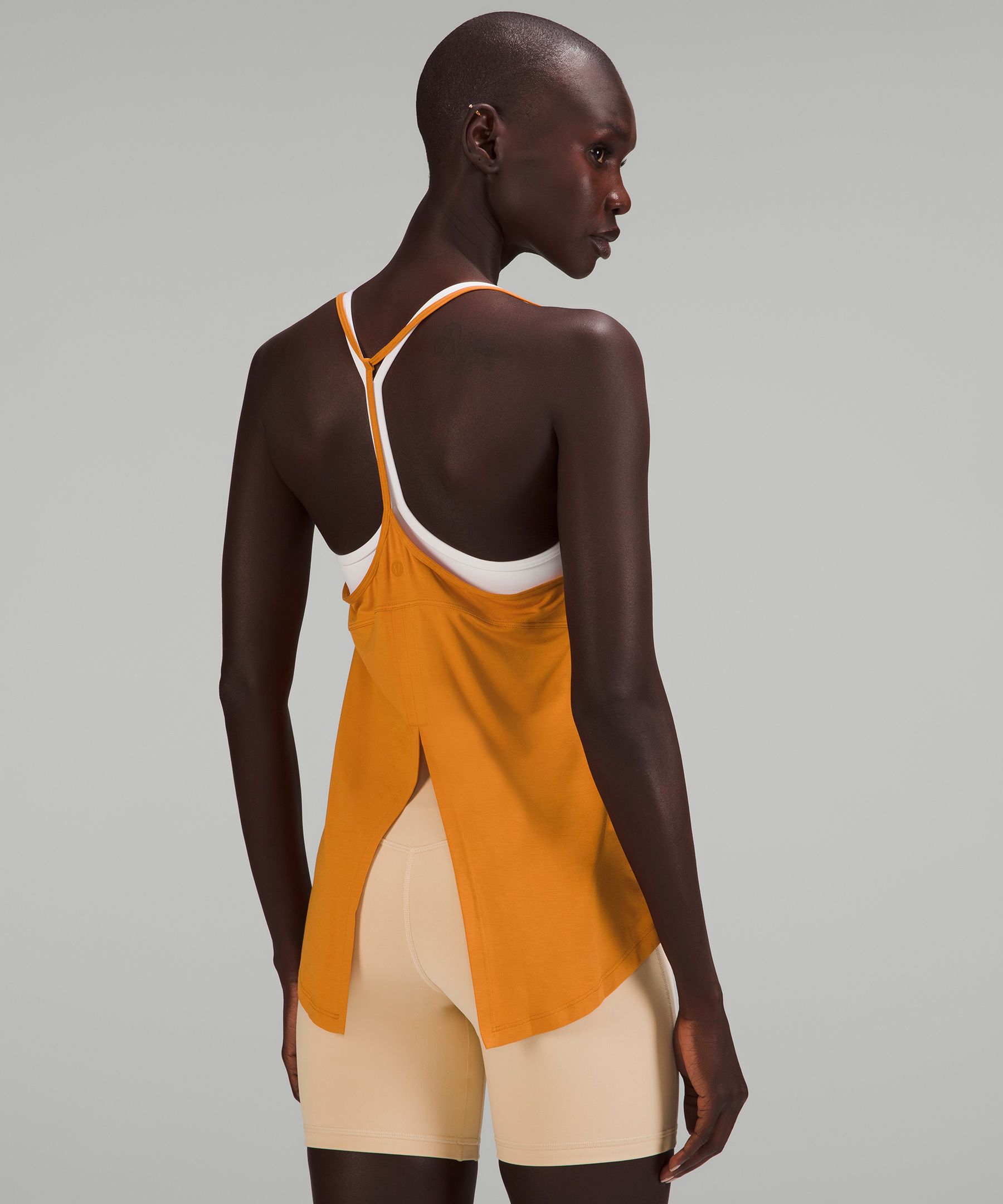 Modal-Silk Blend Tie-Front Yoga Tank Top