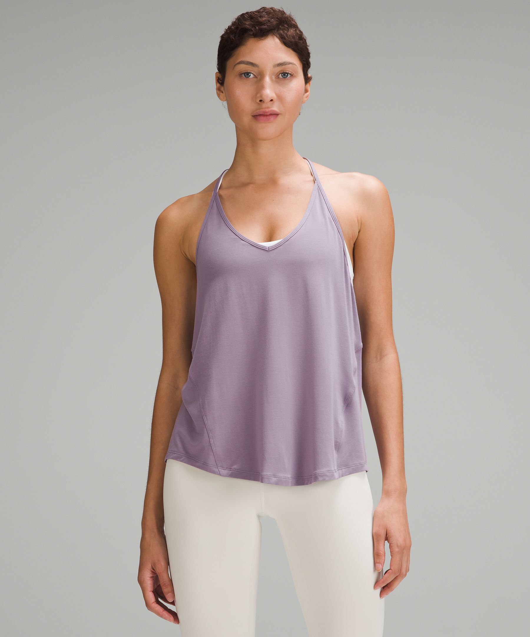 Lululemon tank top with built-in bra in size 8.  Lululemon tank top,  Purple tank top, Tank tops