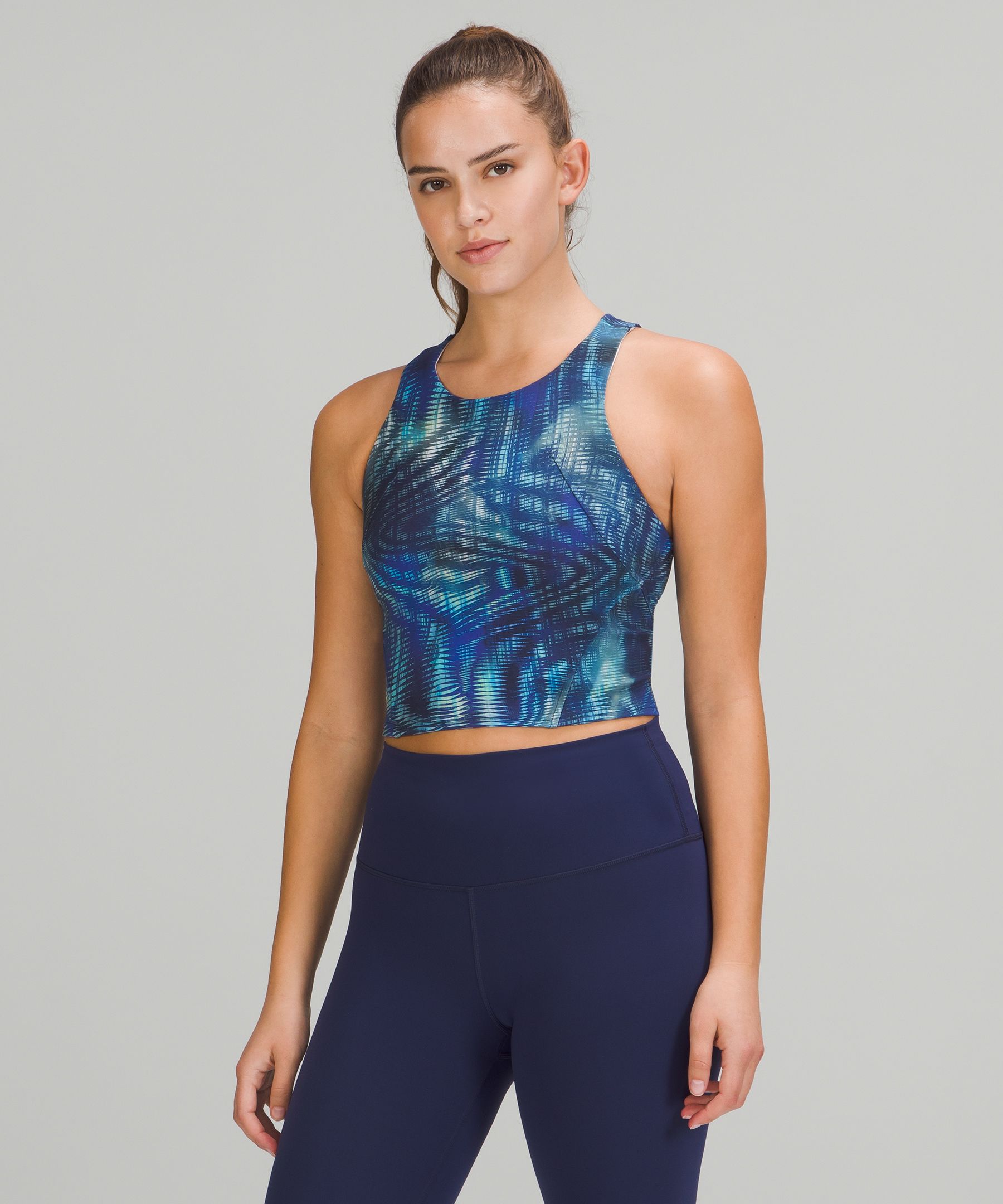 Lululemon Invigorate Training Tank Top - Denim Wash Print White Opal Multi  - lulu fanatics