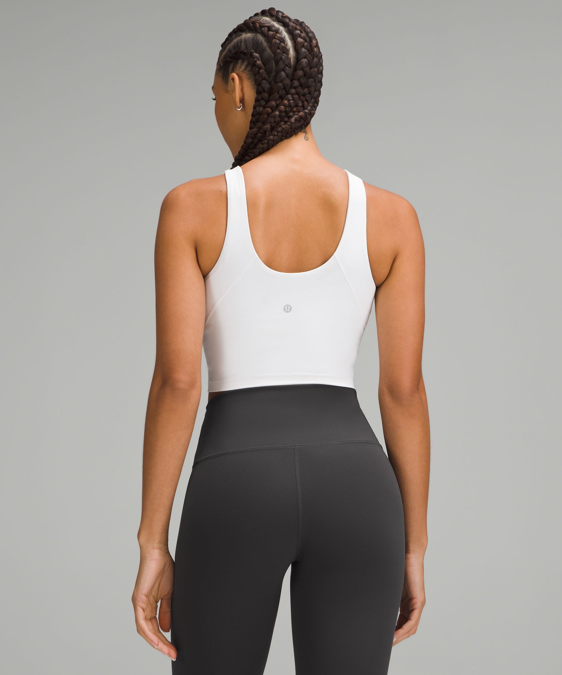 Lululemon Cross Back Tank Top Women’s 4 Gray & Black Built In Bra Nulu No  Pads 